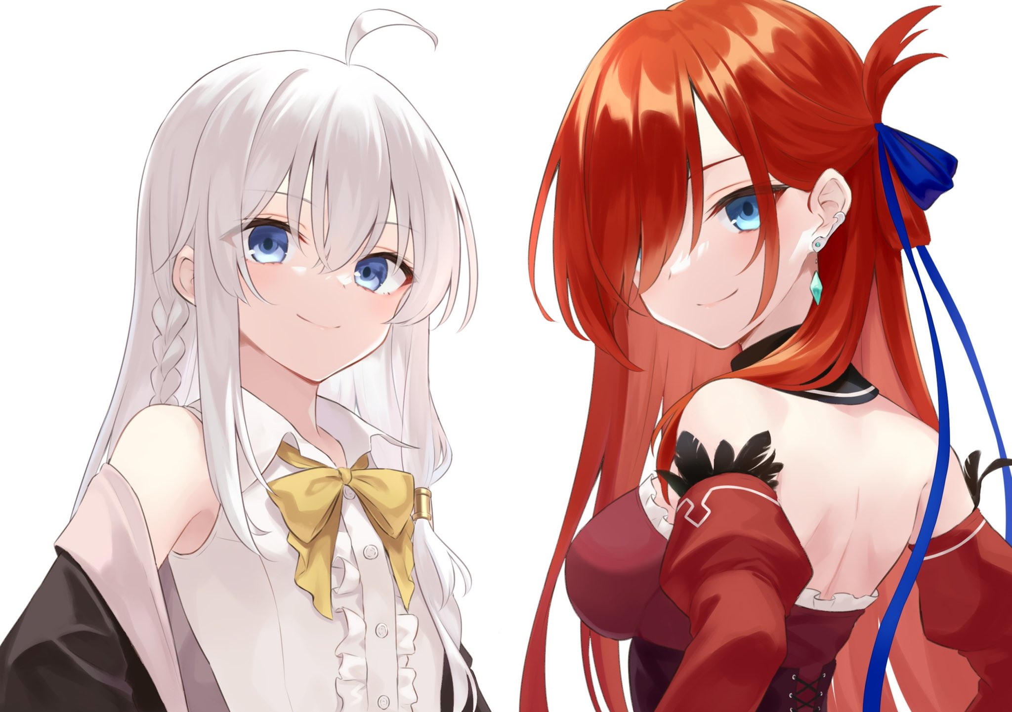 azuuru elaina_(majotabi) inori_no_kuni_no_riviere majo_no_tabitabi no_bra riviere_(majotabi)