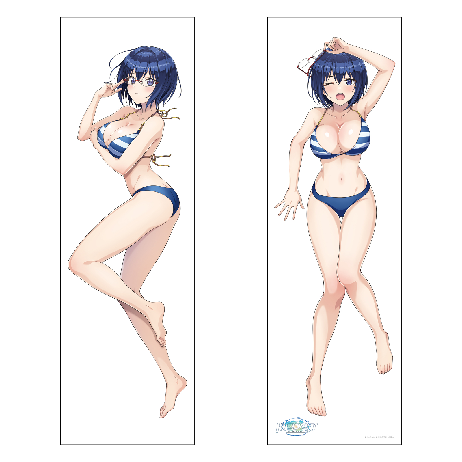 bikini breast_hold dakimakura dolphin_wave megane swimsuits takuji tojou_michiru