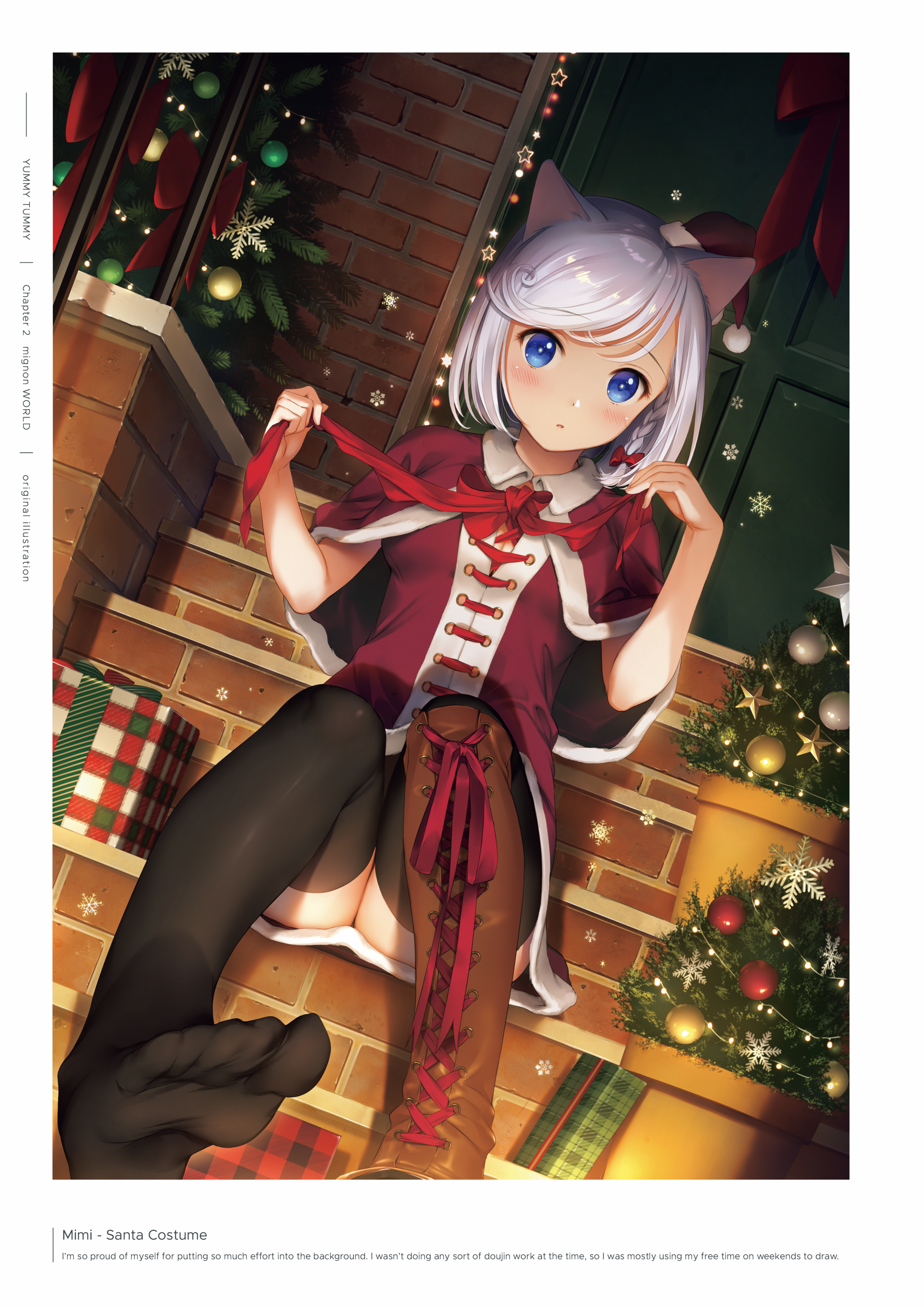 animal_ears christmas digital_version dress mignon nekomimi skirt_lift thighhighs translated