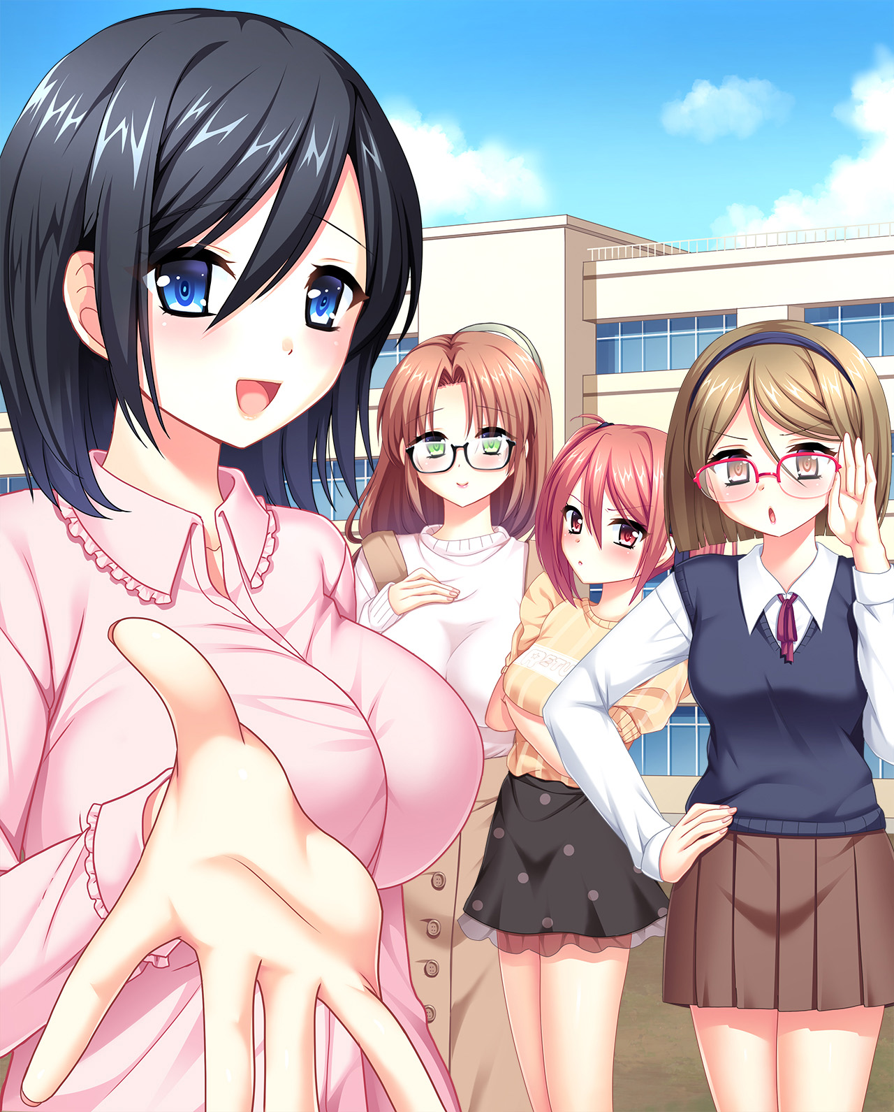 breast_hold megane see_through seifuku seikimatsu_minoru sweater tryset yarasete!_teacher_returns