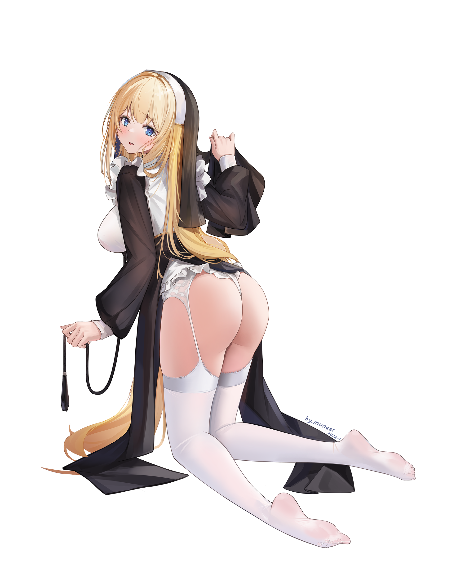 ass mungersky nun pantsu skirt_lift stockings thighhighs thong