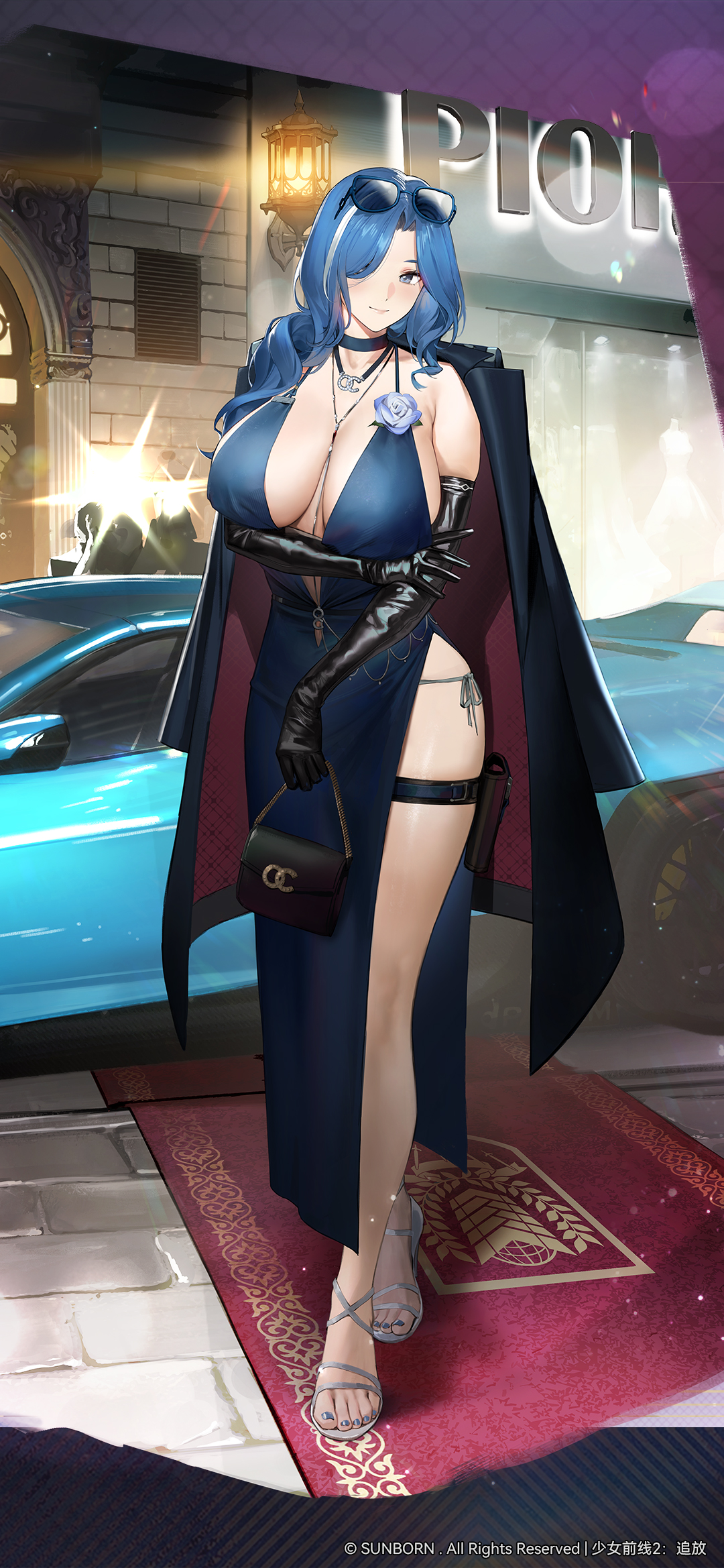 dp-12_(girls_frontline) dress garter girls_frontline girls_frontline_2:_exilium heels megane no_bra pantsu string_panties tagme