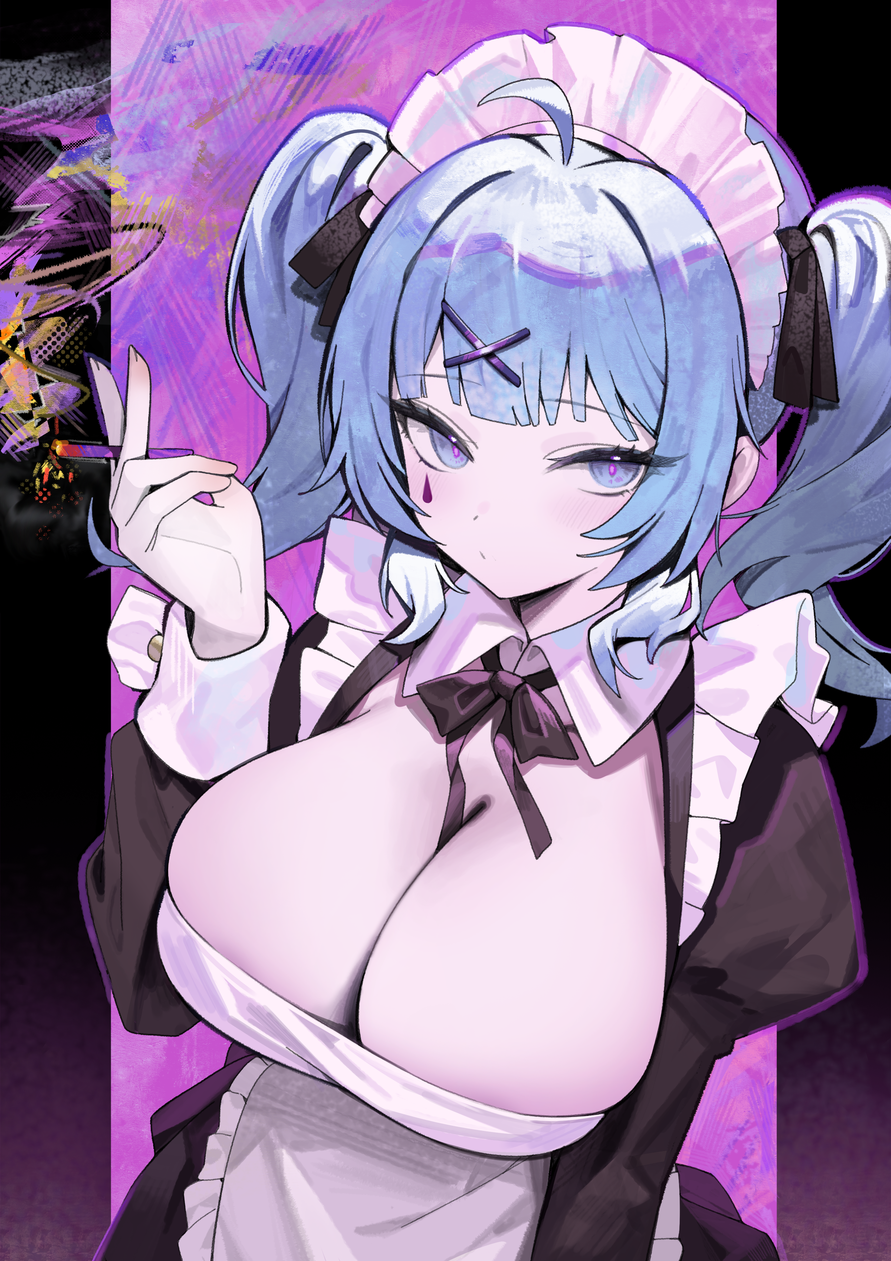 hatsune_miku maid no_bra nogong rabbit_hole_(vocaloid) smoking tattoo vocaloid