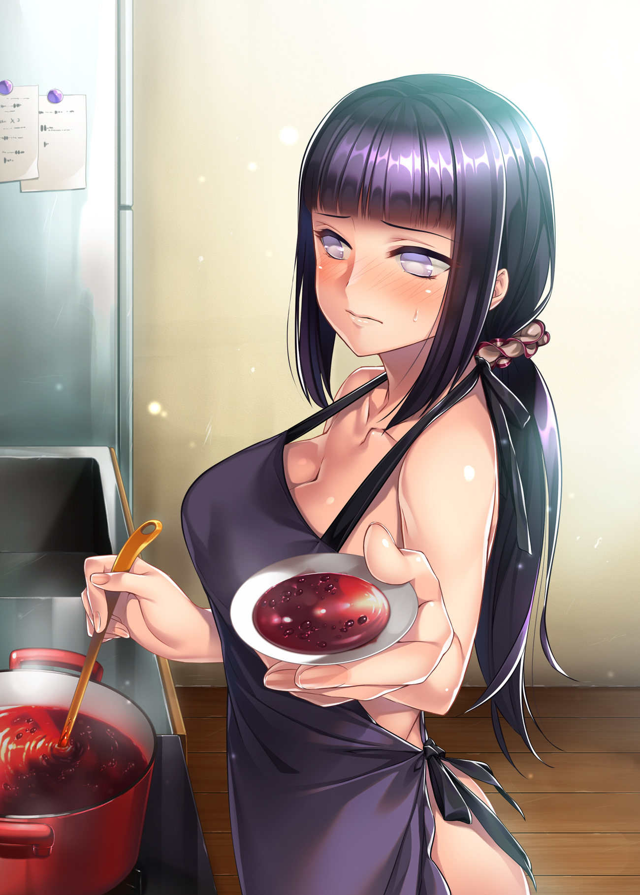 rororo naruto hyuuga hinata cleavage naked apron | #314379 | yande.re