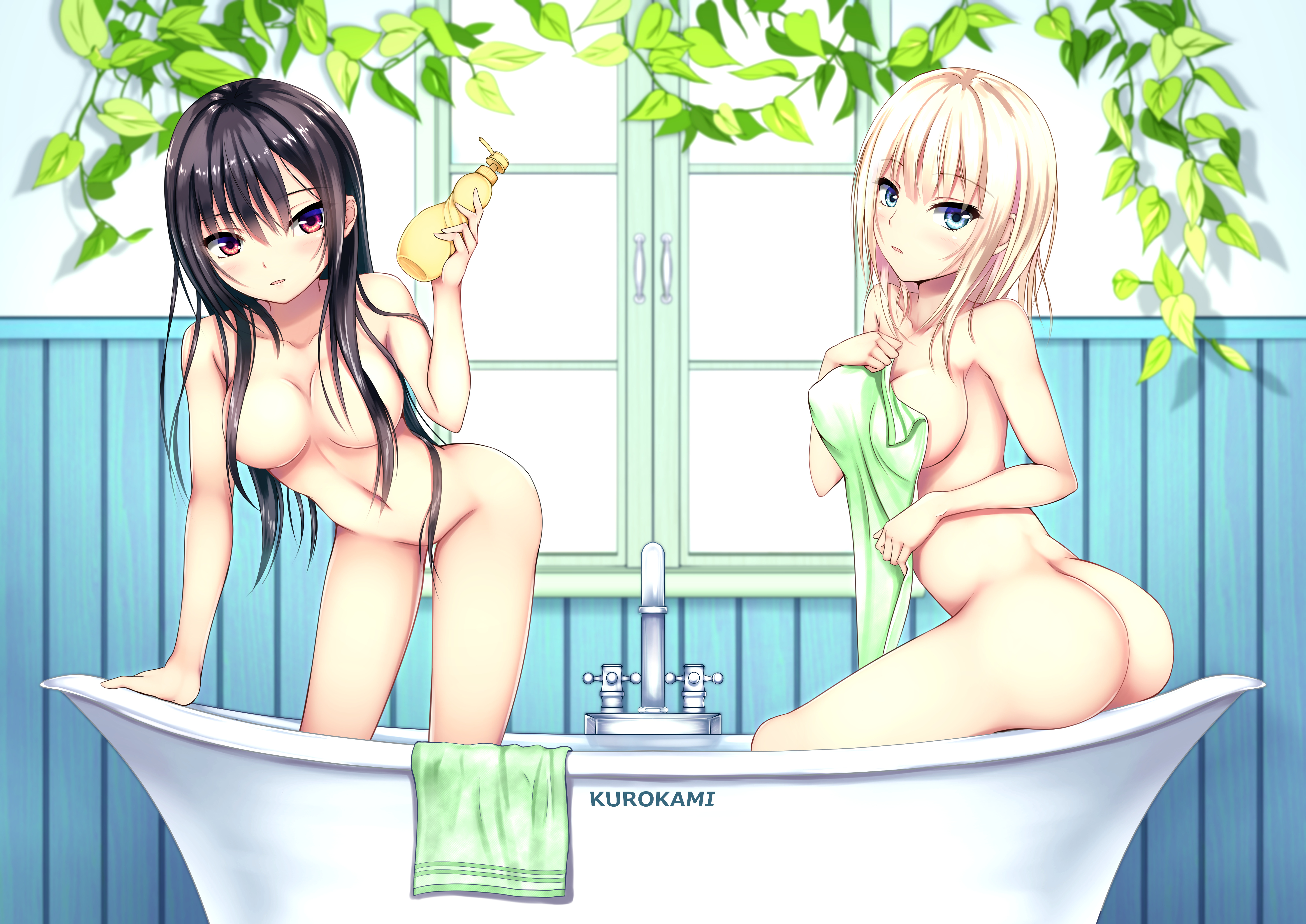 aomine_flavia ass kurokamin kurono_mika naked towel