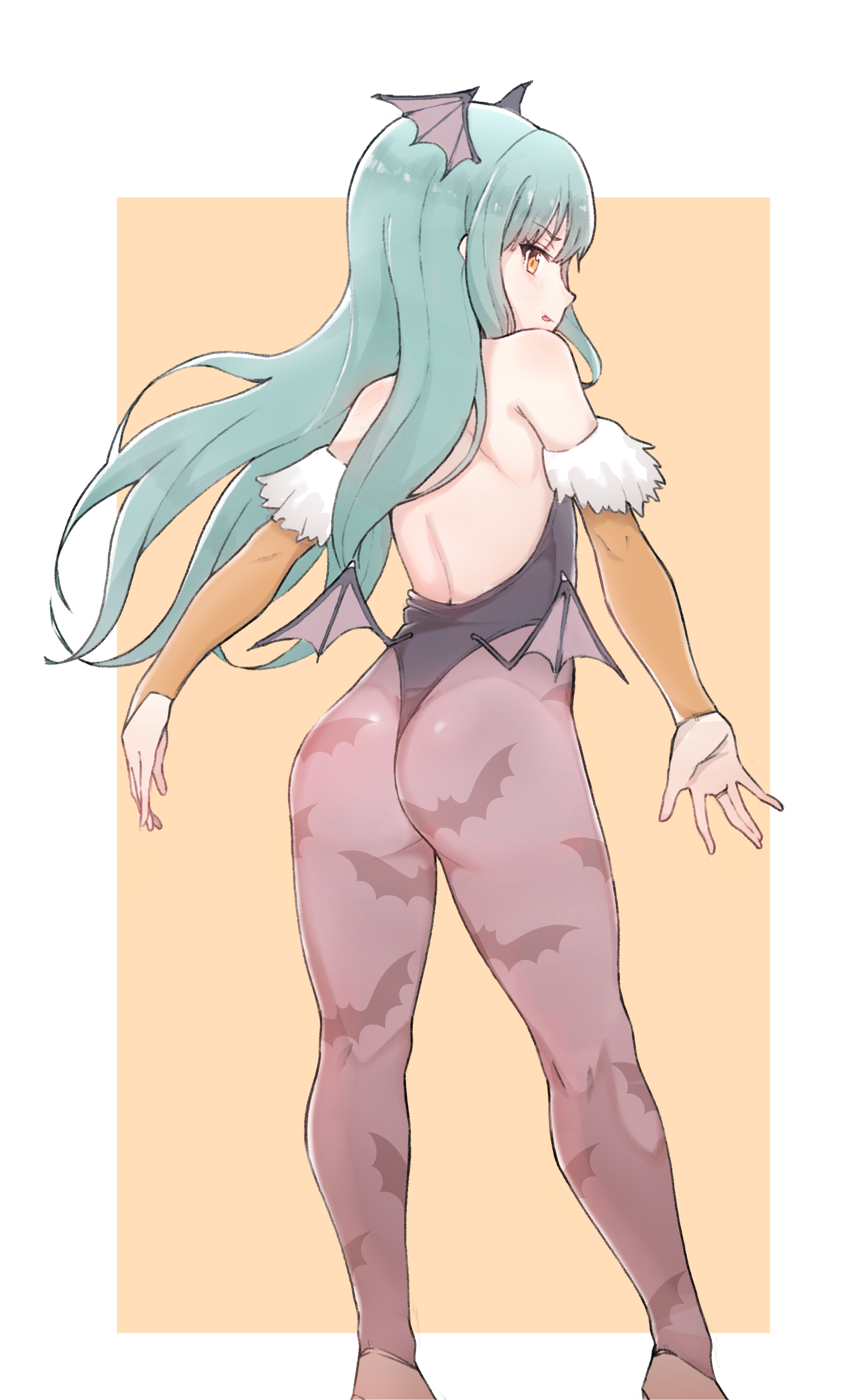 ass dark_stalkers leotard morrigan_aensland no_bra pantyhose s10021 wings