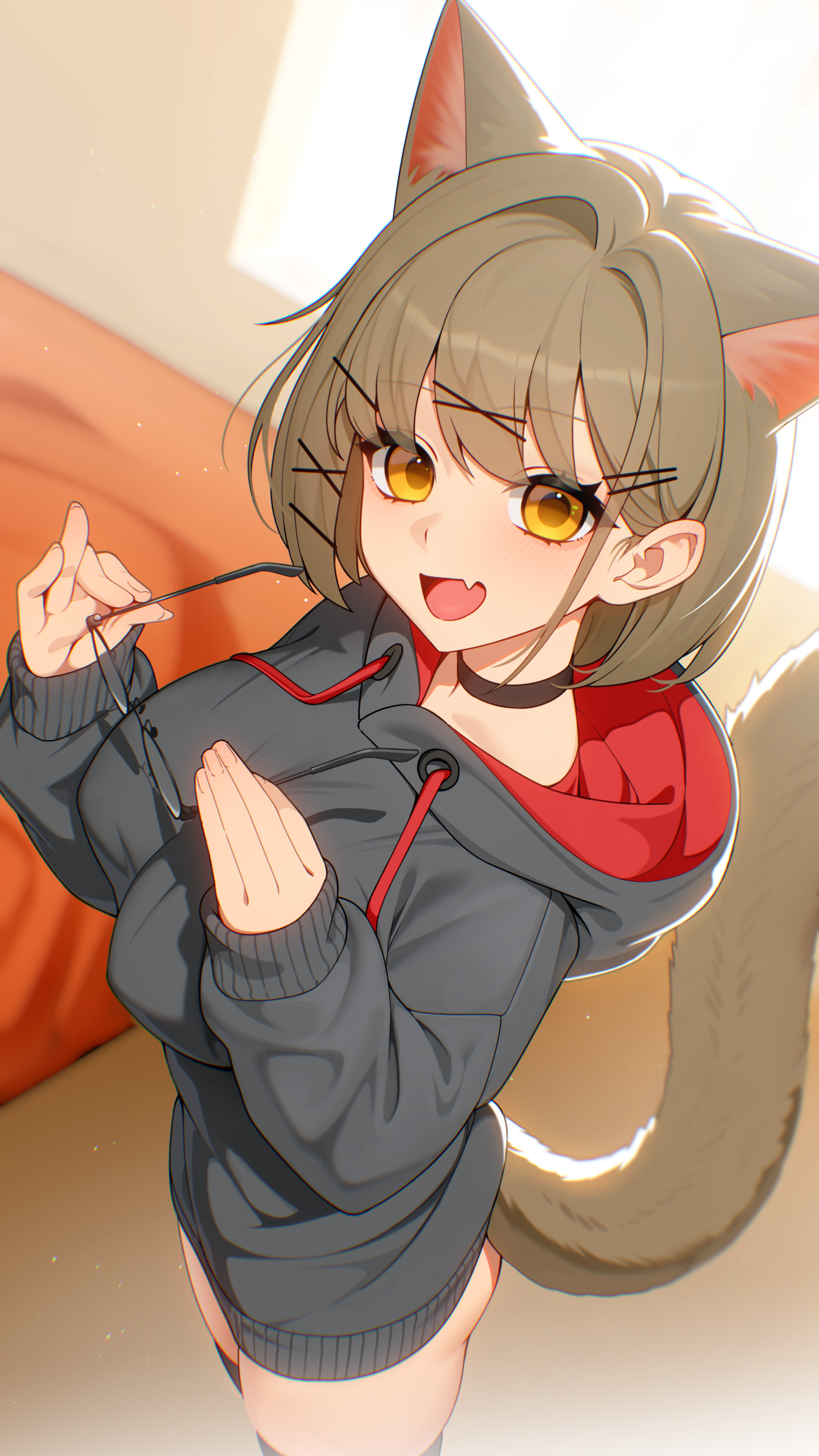 animal_ears bottomless ett megane nekomimi tail thighhighs