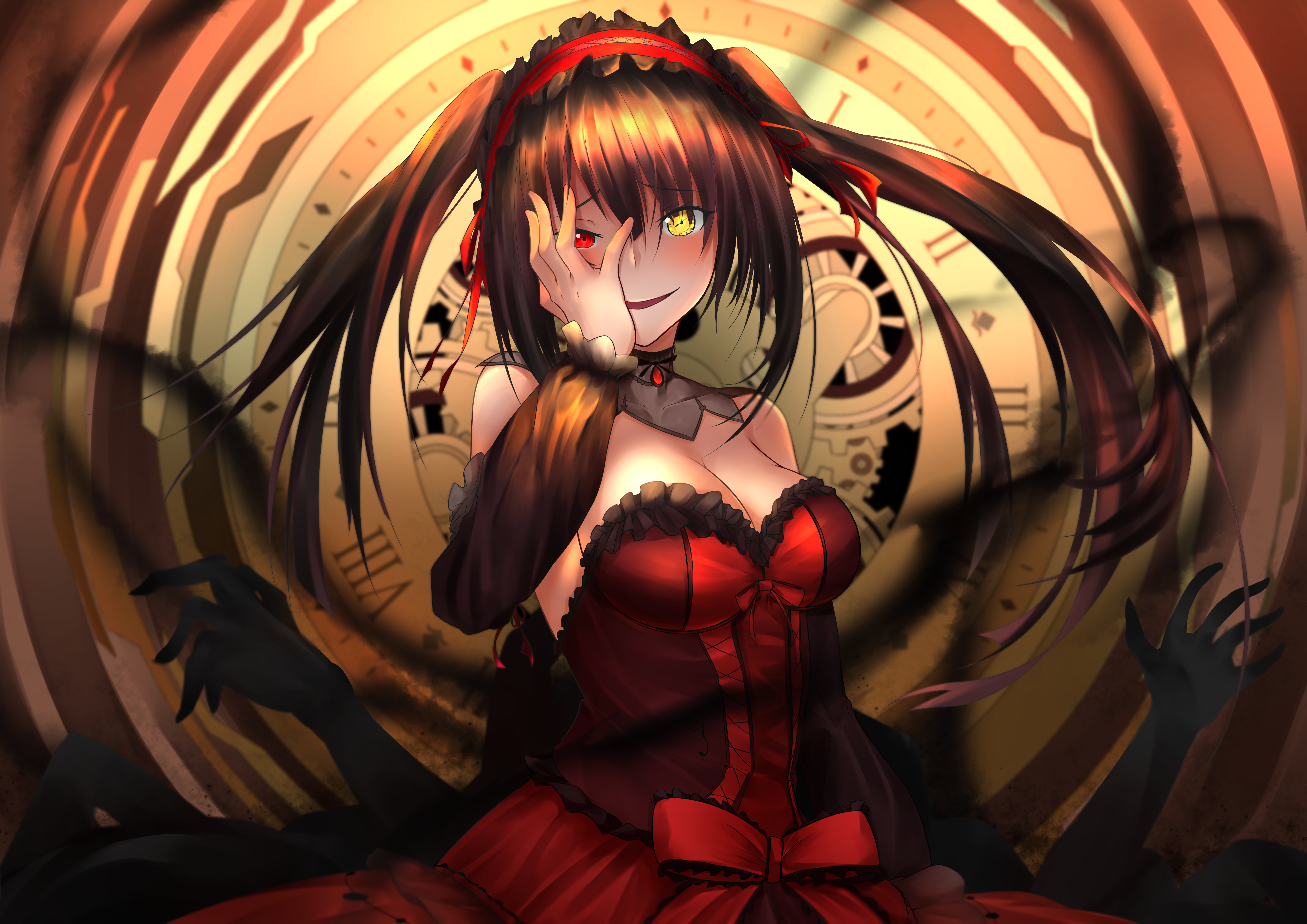 cleavage date_a_bullet date_a_live dress gothic_lolita heterochromia lolita_fashion mr2d no_bra tokisaki_kurumi