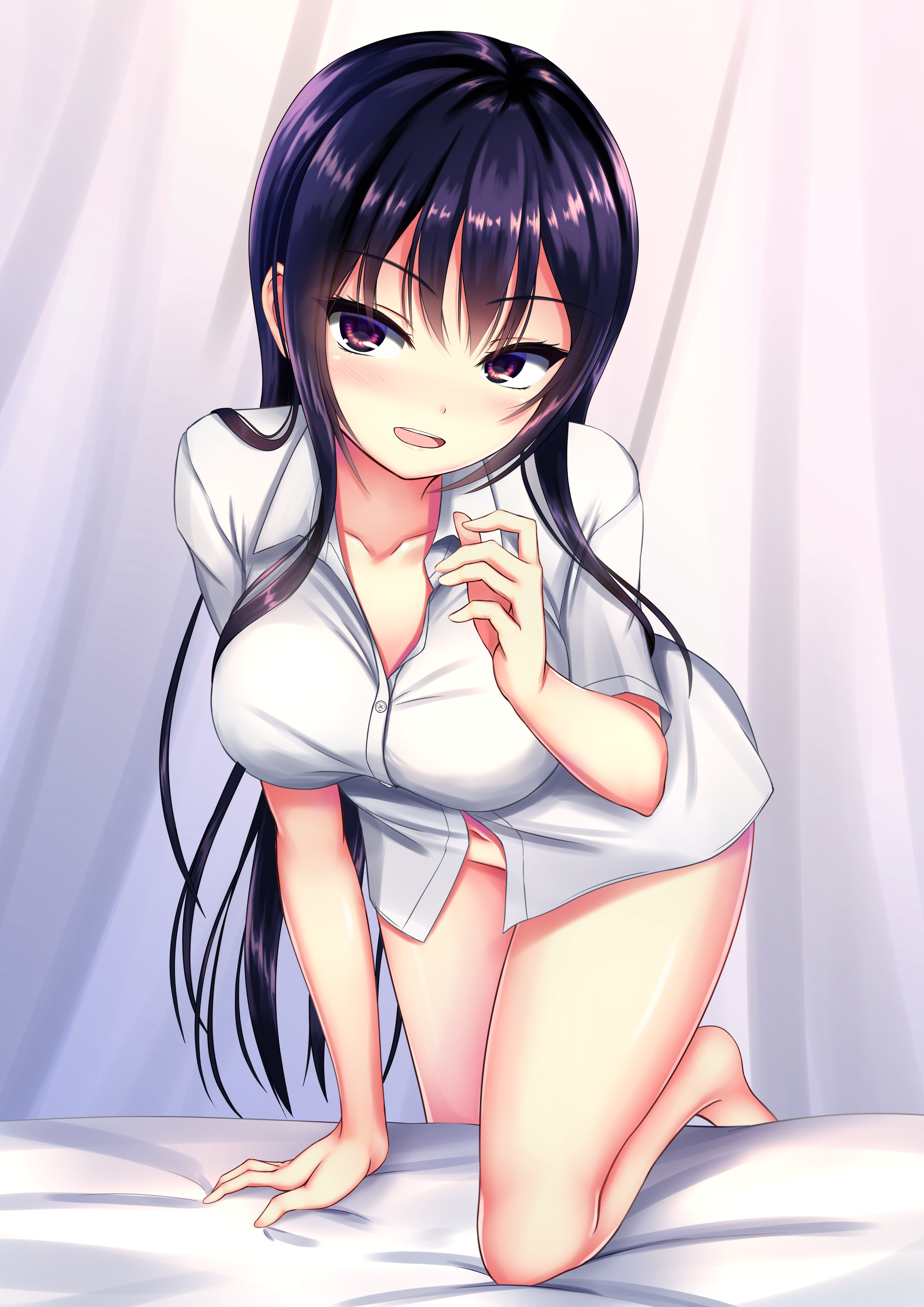 bottomless dress_shirt kurokamin open_shirt