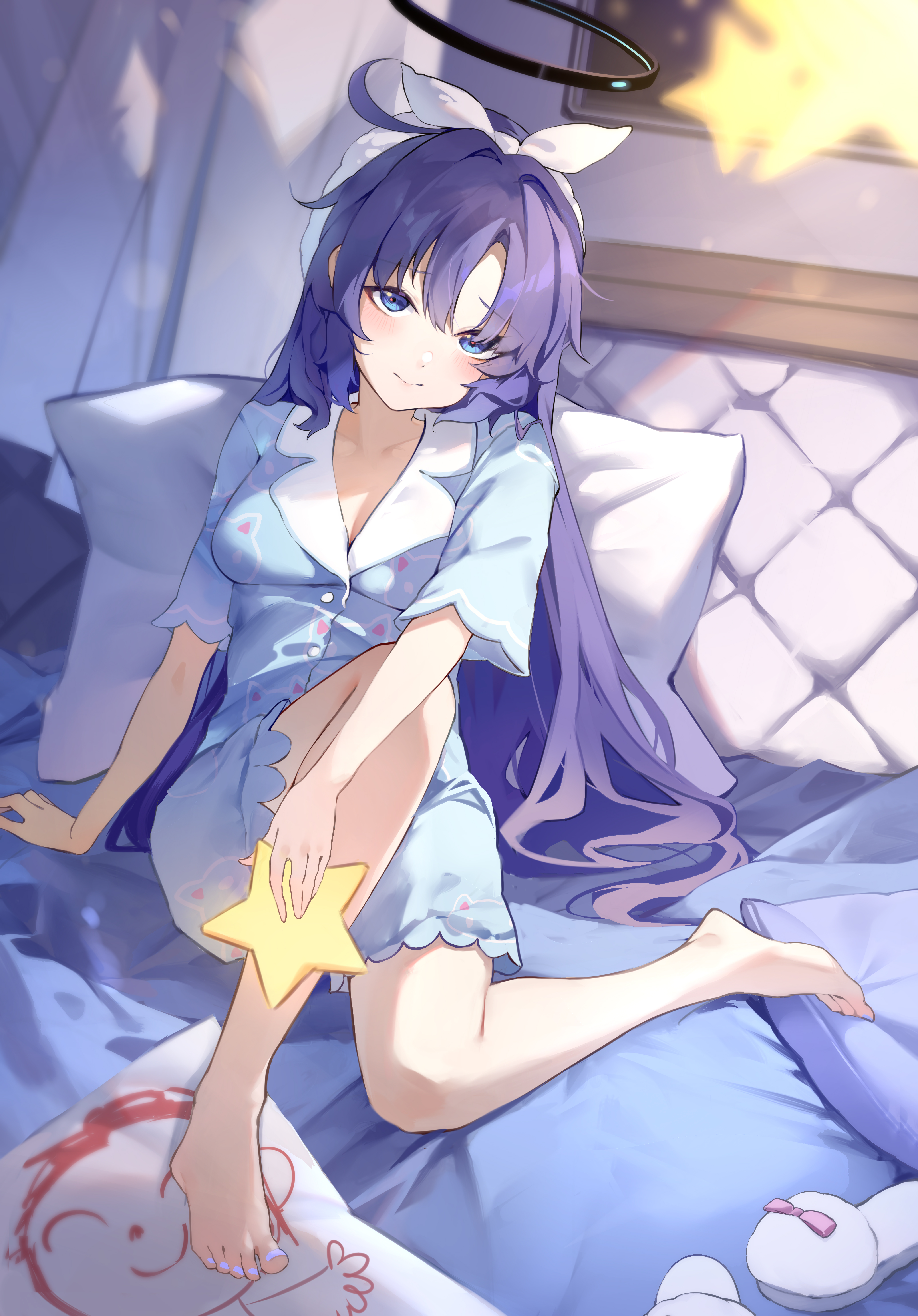 artist_revision blue_archive halo hayase_yuuka pajama sakanafish