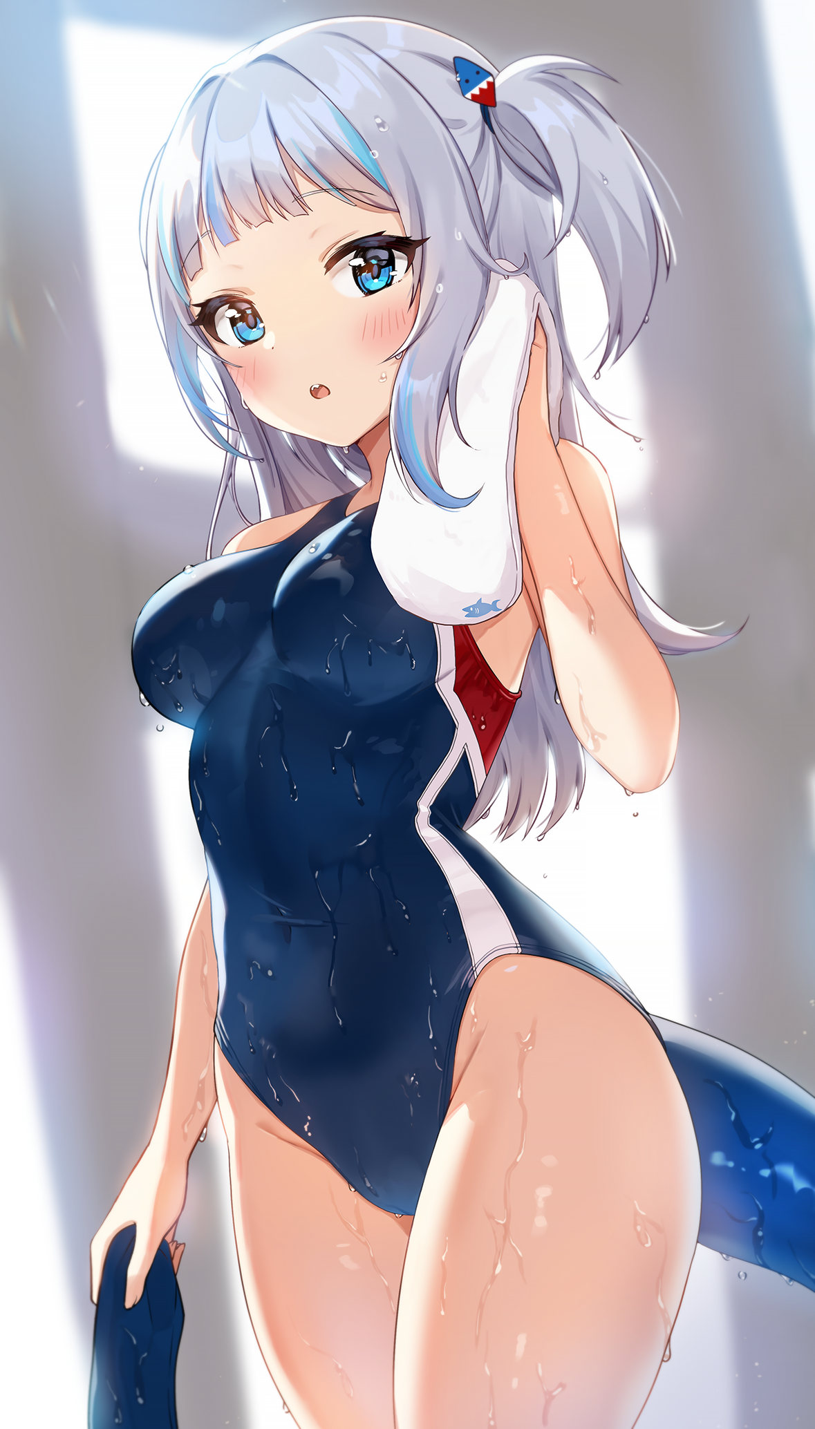 cameltoe gawr_gura hololive hololive_english pn_(wnsl216) swimsuits tail wet