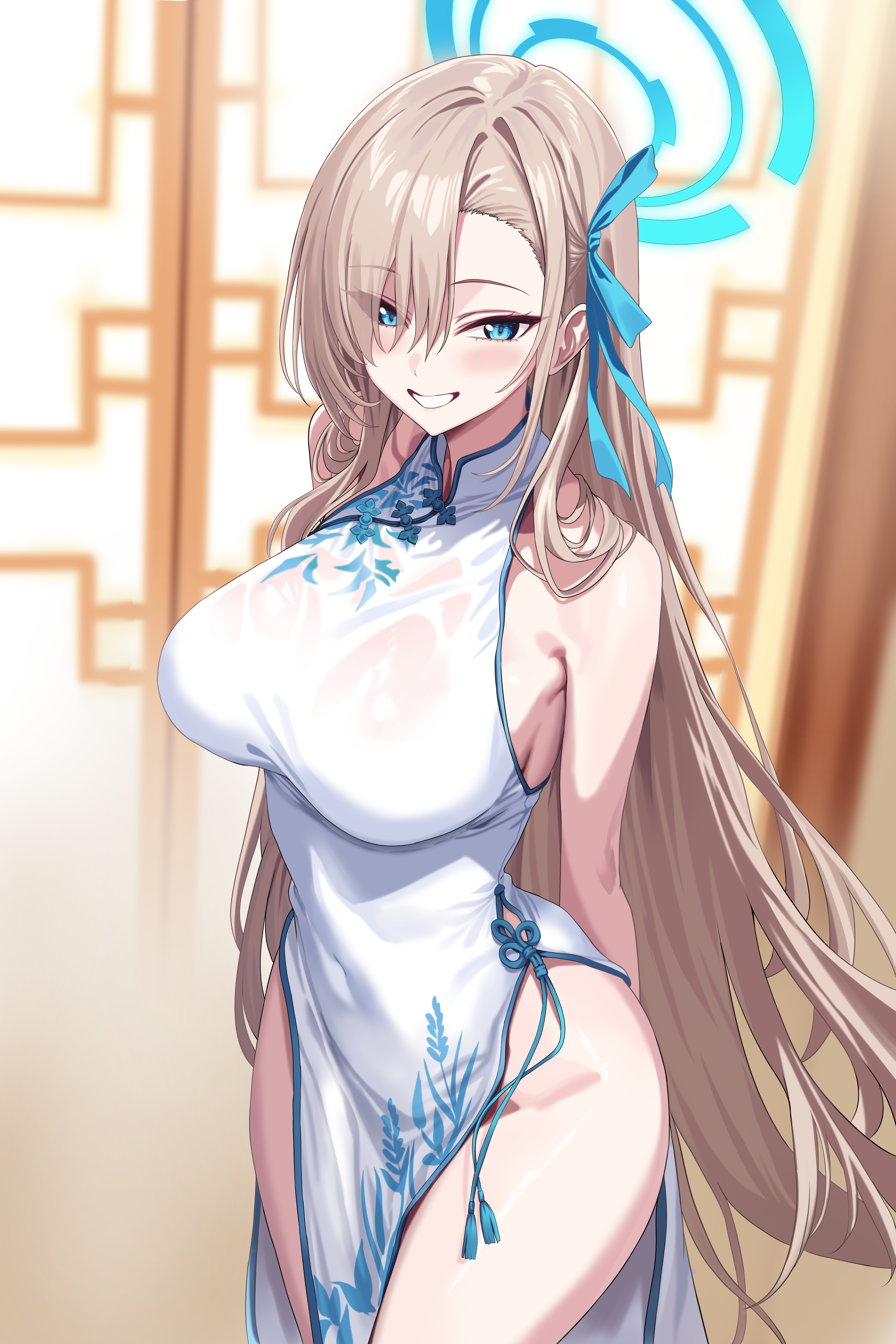 blue_archive chinadress halo hidis0086 ichinose_asuna no_bra nopan see_through