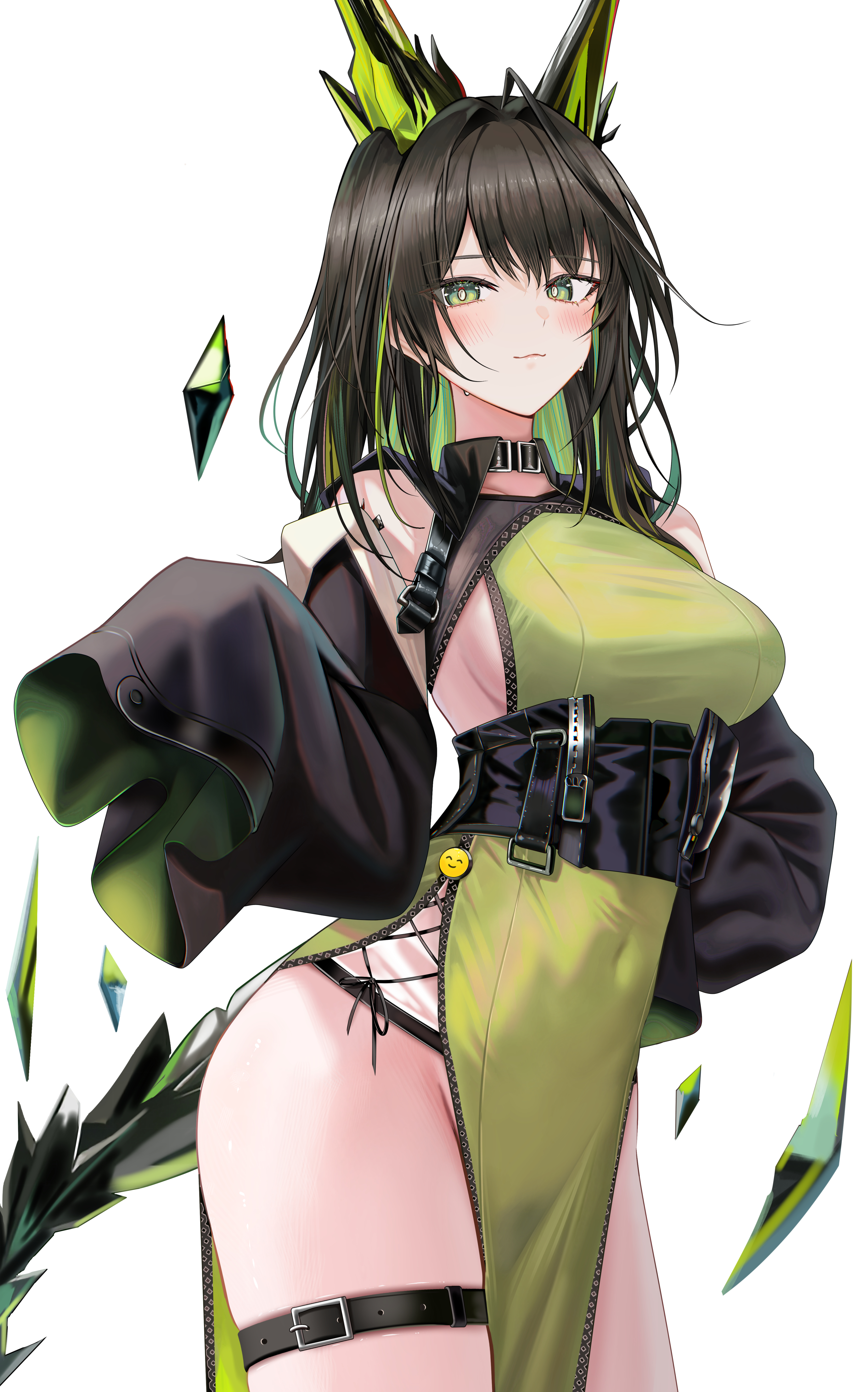 arknights dress garter horns mon3tr no_bra nopan ru_zhai see_through tail