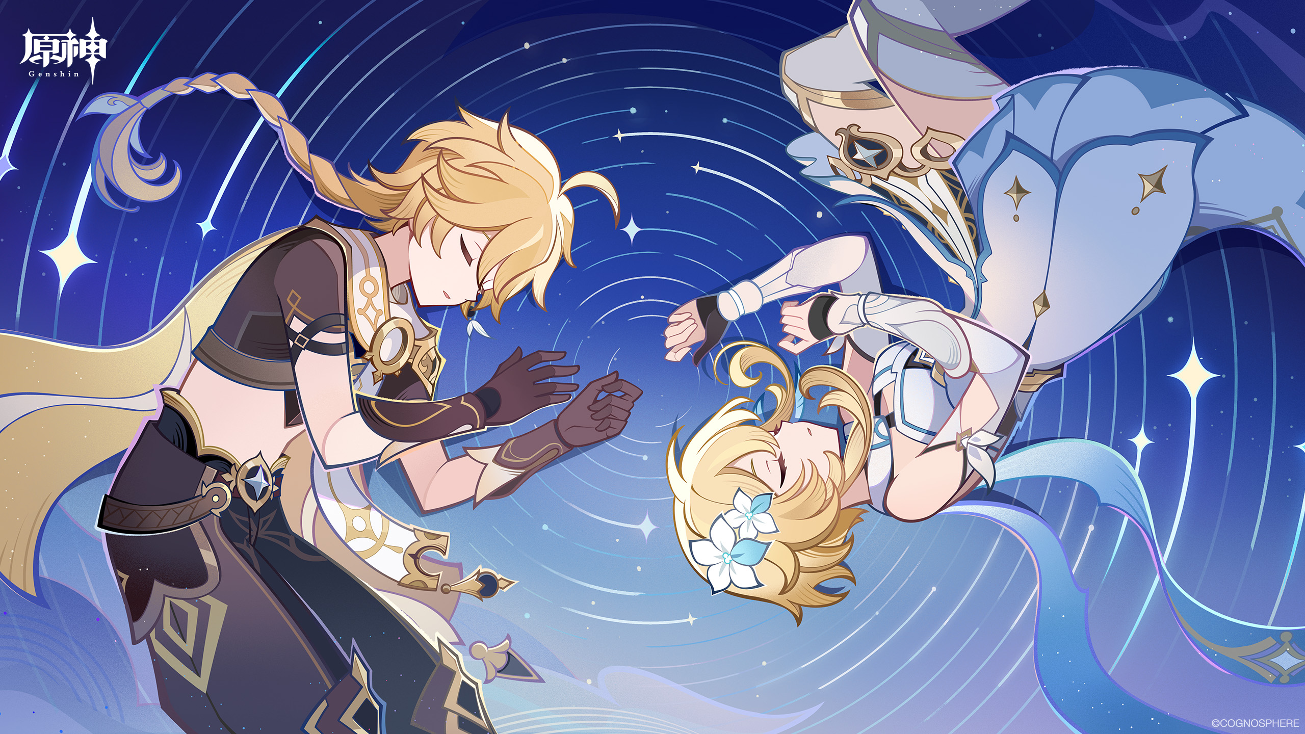 aether dress genshin_impact lumine tagme thighhighs wallpaper