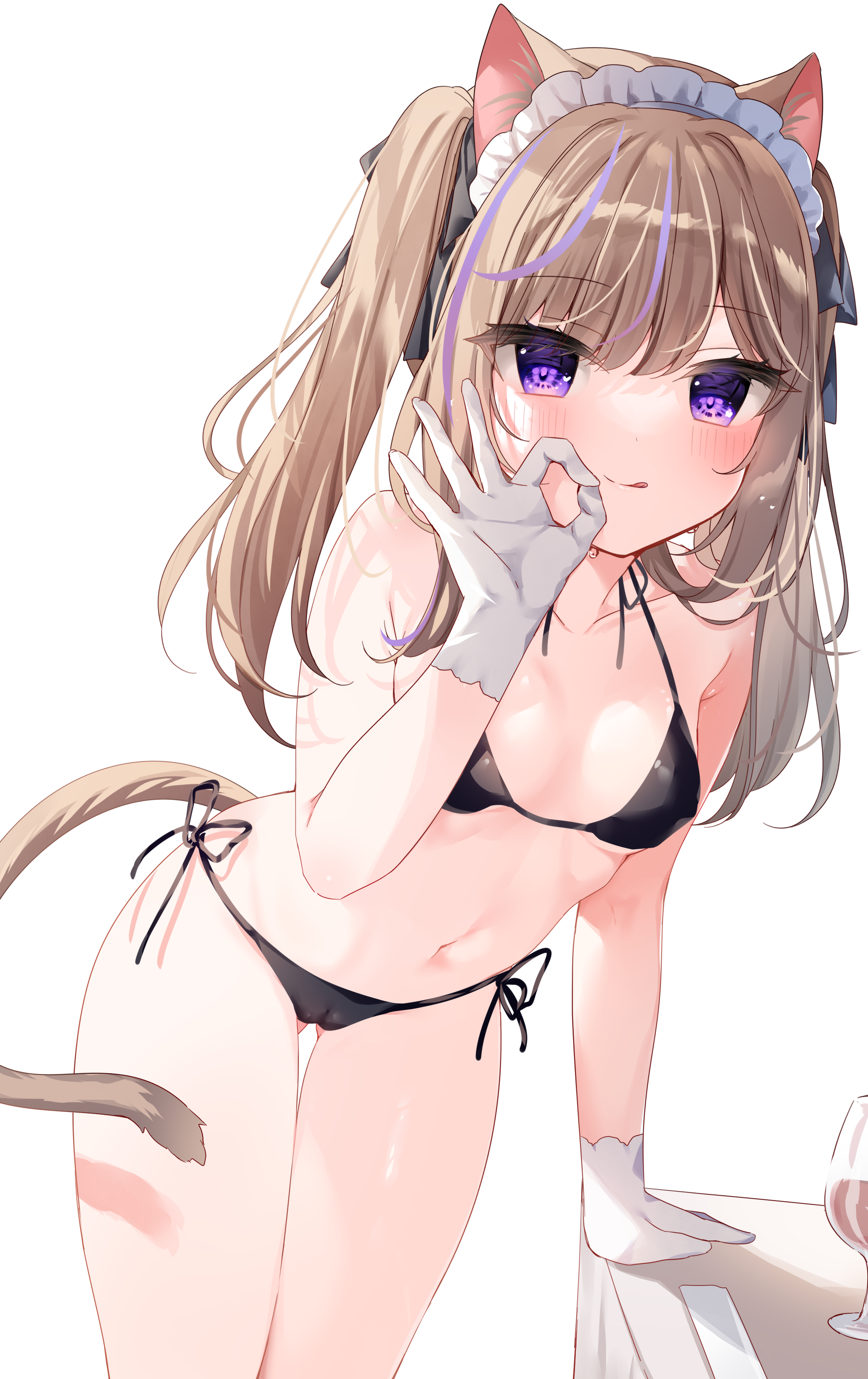 animal_ears bikini cameltoe leo mafuyu_(chibi21) maid nekomimi swimsuits tail