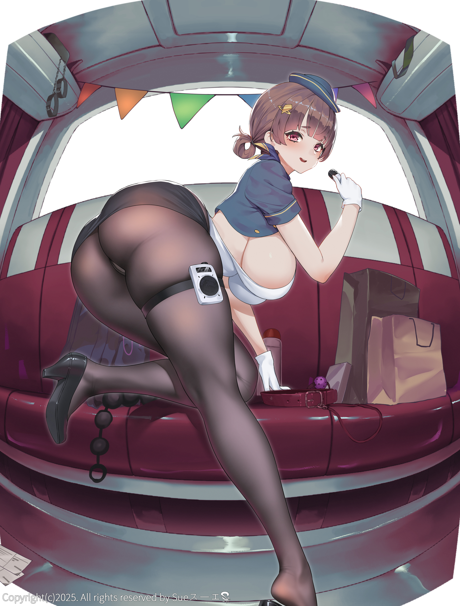 garter heels no_bra pantsu pantyhose skirt_lift suerte thong