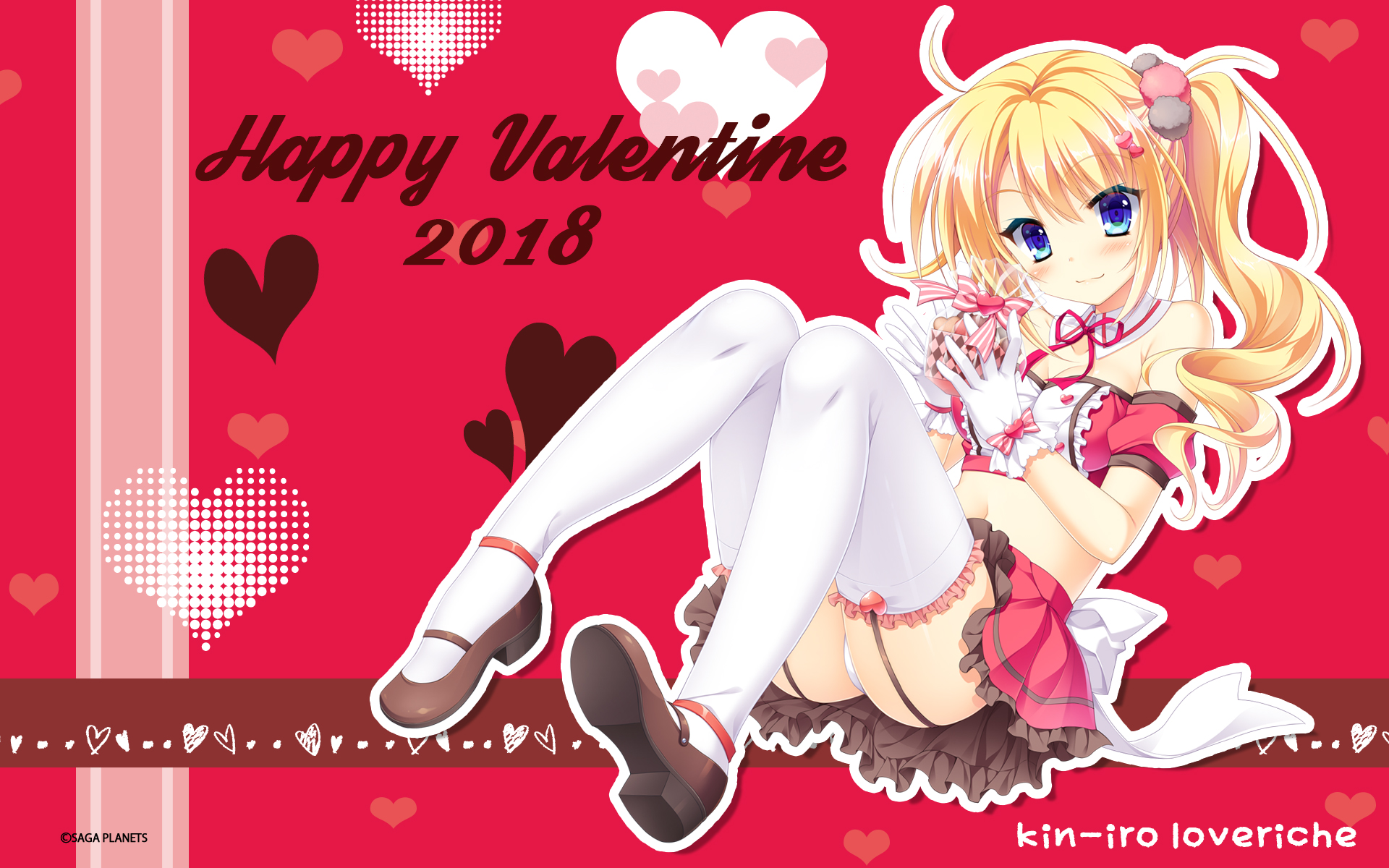 cleavage heels kin-iro_loveriche kisaki_reina pantsu saga_planets stockings thighhighs toranosuke valentine wallpaper