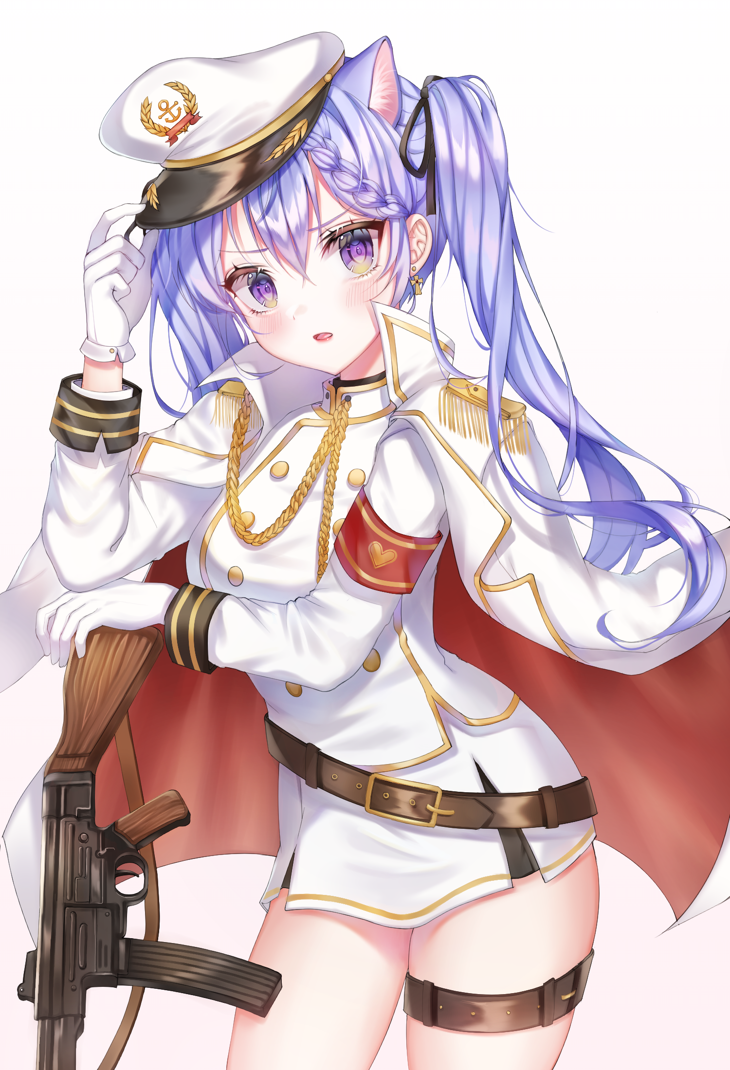 aina_156cm animal_ears garter gun nekomimi uniform