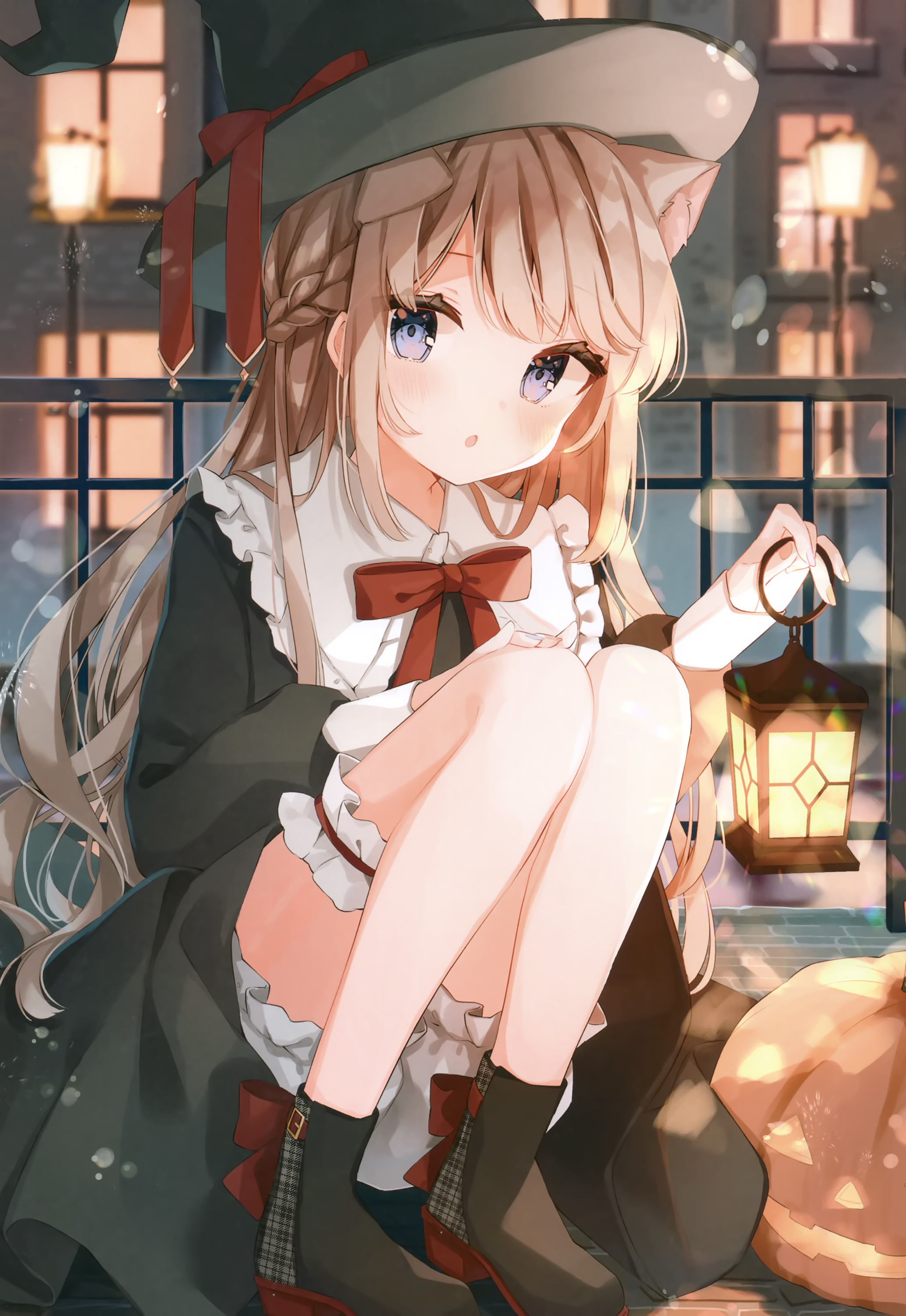 animal_ears bloomers dress garter halloween heels nekomimi pirori_kingdom pirose skirt_lift witch