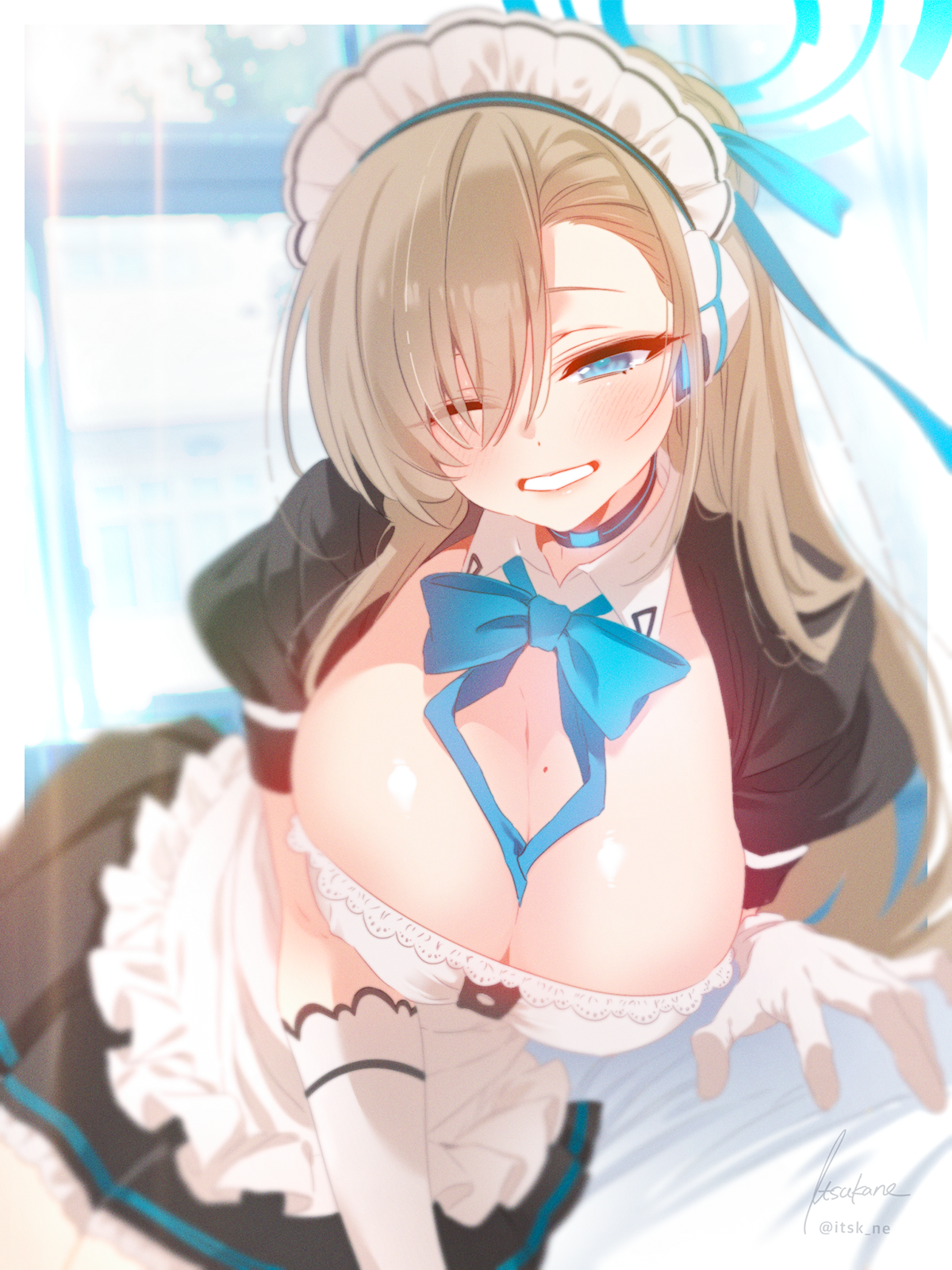 blue_archive halo ichinose_asuna maid no_bra tagme