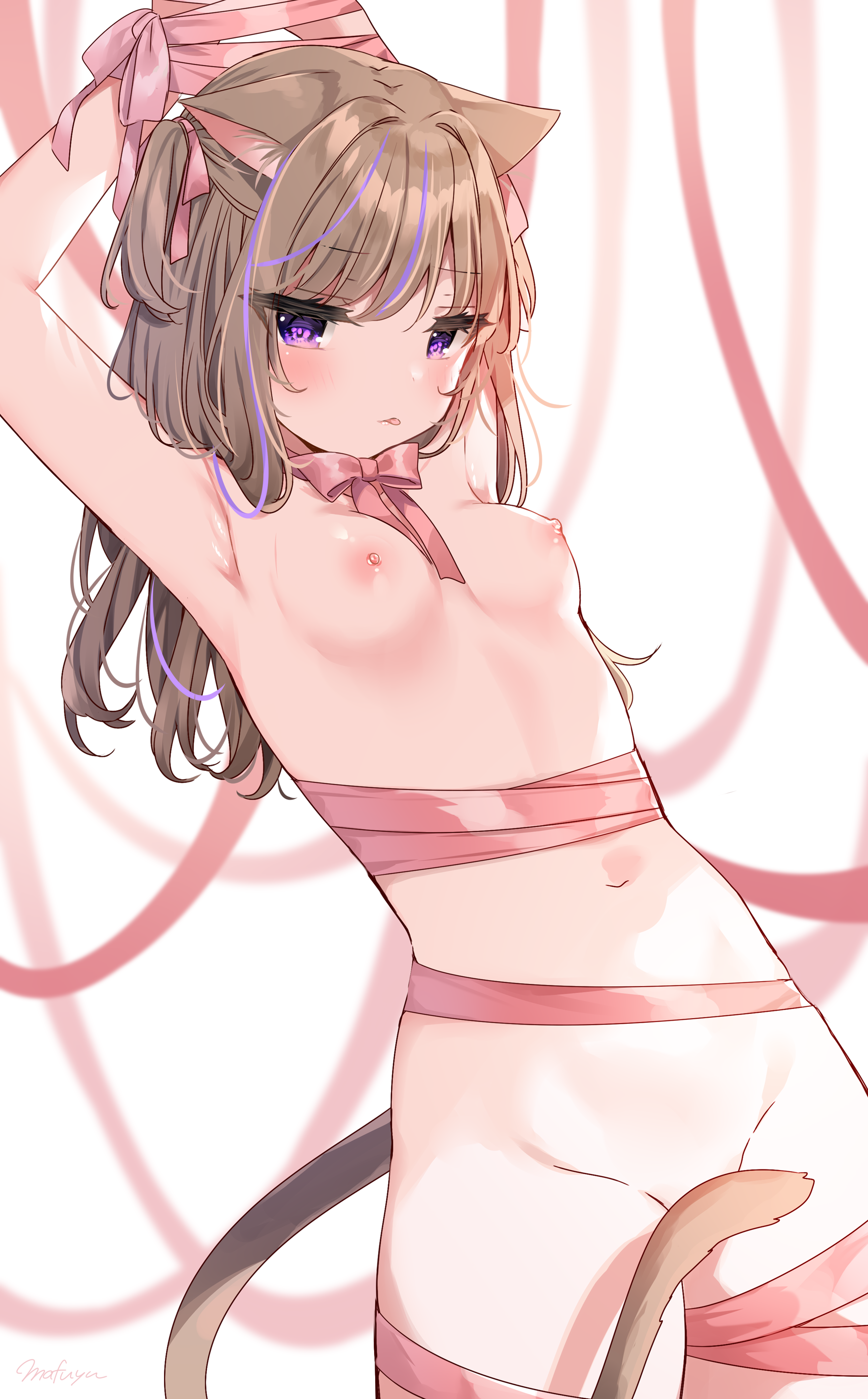 animal_ears bondage leo mafuyu_(chibi21) naked_ribbon nekomimi nipples tail