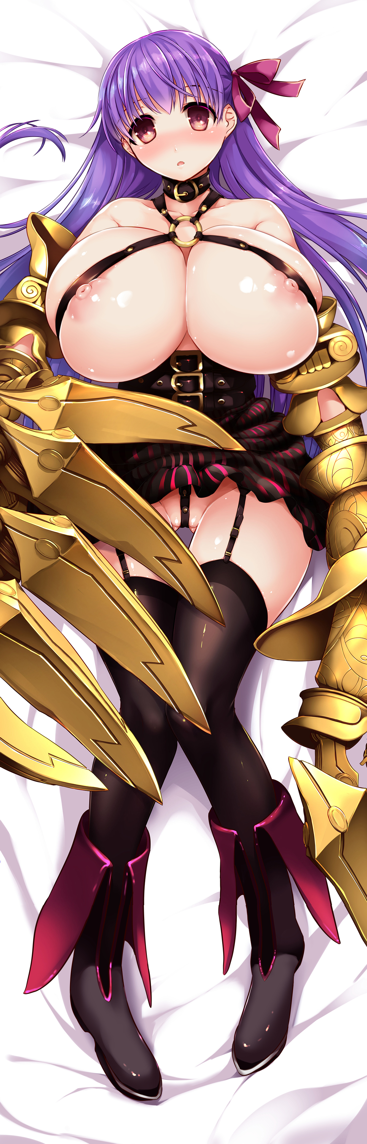 armor breasts dakimakura fate/extra fate/extra_ccc fate/grand_order fate/stay_night garter_belt nipples no_bra ouma_tokiichi passion_lip shimoyakedou stockings thighhighs thong