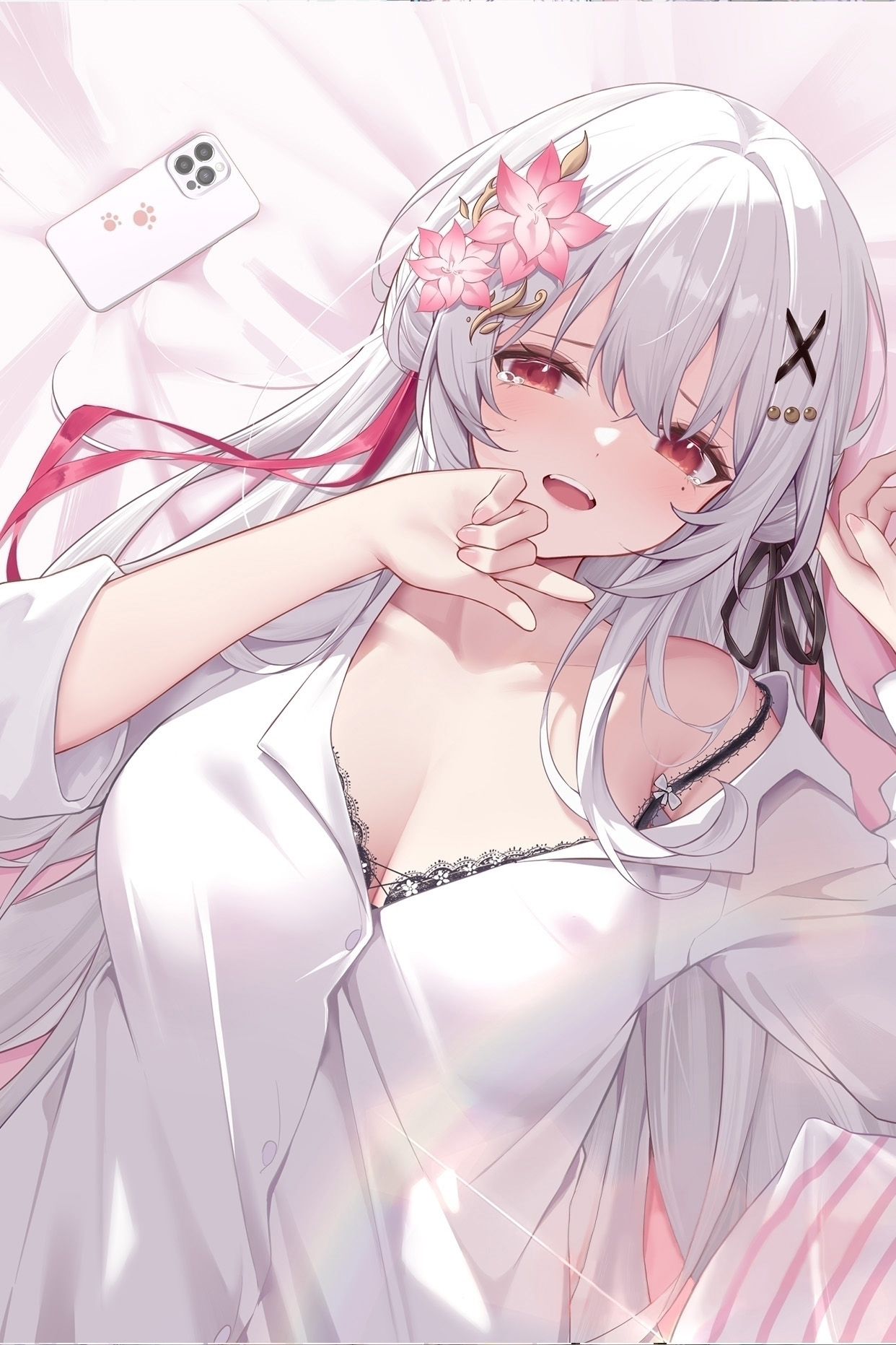 bra detexted dress_shirt open_shirt tagme