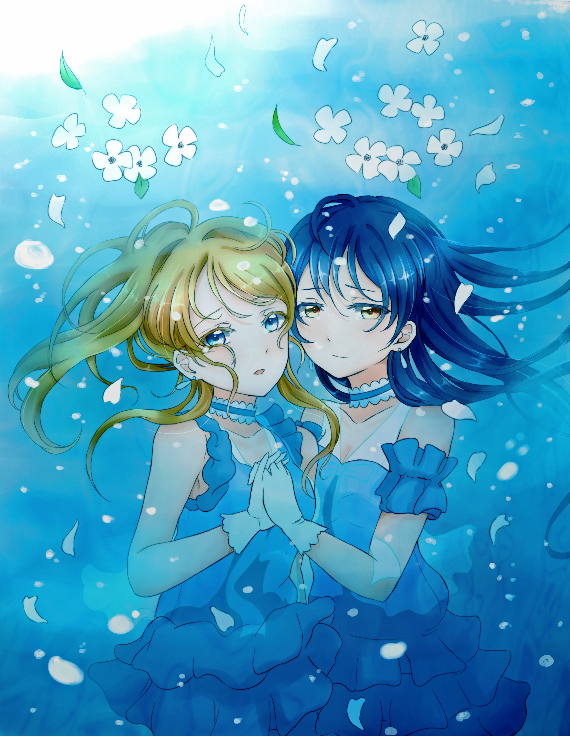 ayase_eli cleavage dress lilylion26 love_live! sonoda_umi