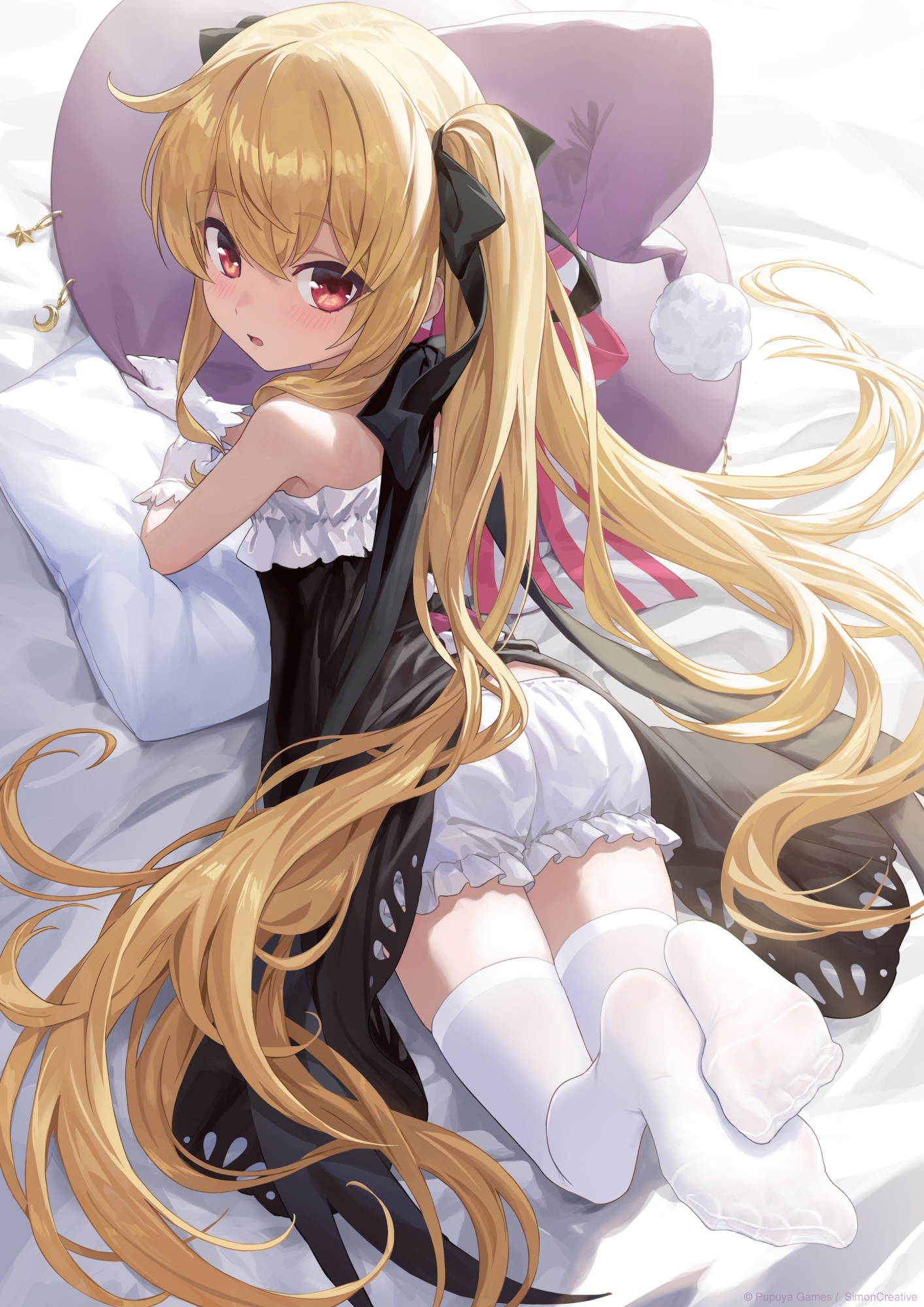 bloomers dress guchico little_witch_nobeta loli nobeta skirt_lift thighhighs witch