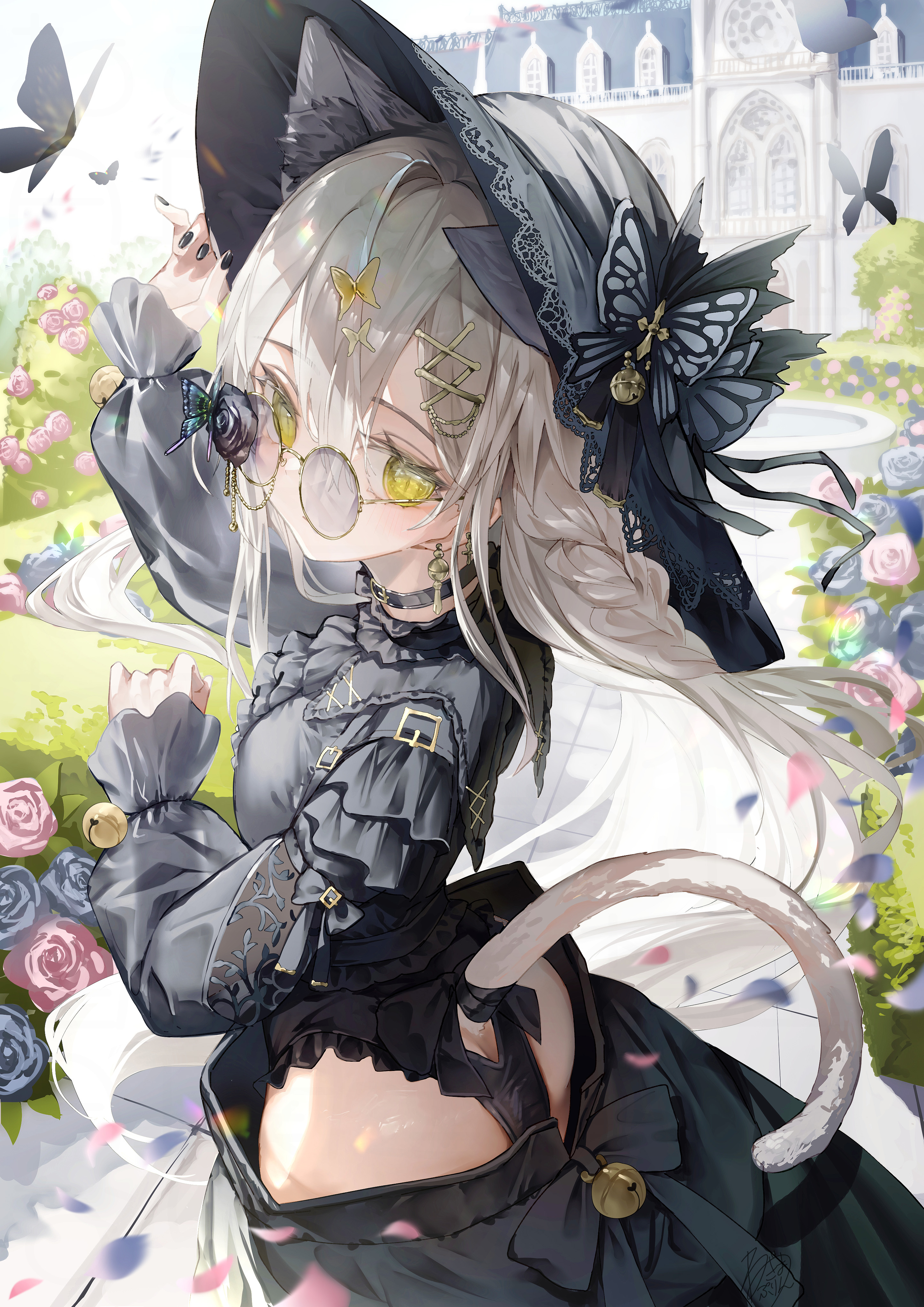 animal_ears ass gothic_lolita lolita_fashion megane negimapurinn nekomimi pantsu tail