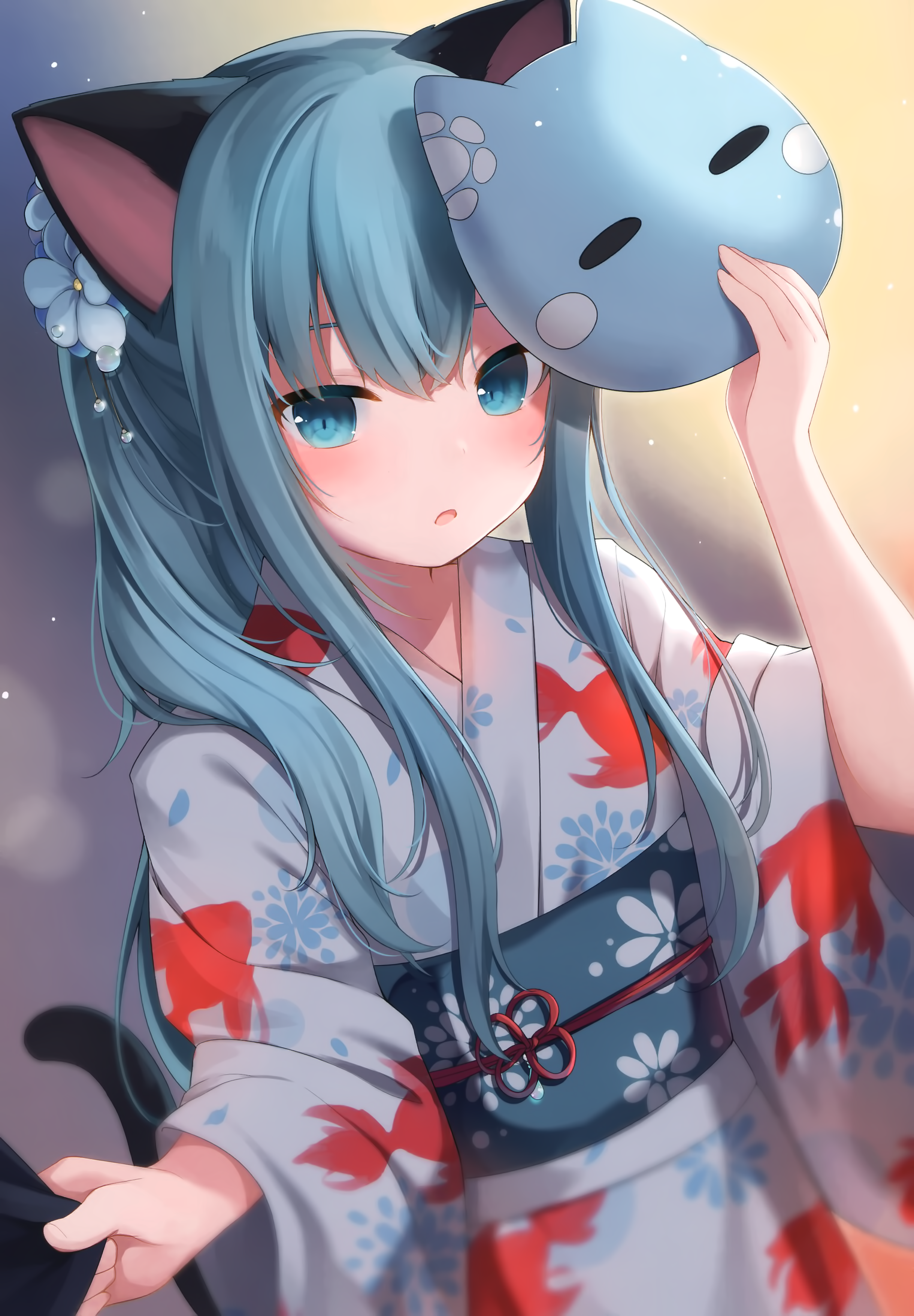 amashiro_natsuki animal_ears nekoha_shizuku nekomimi tail yukata