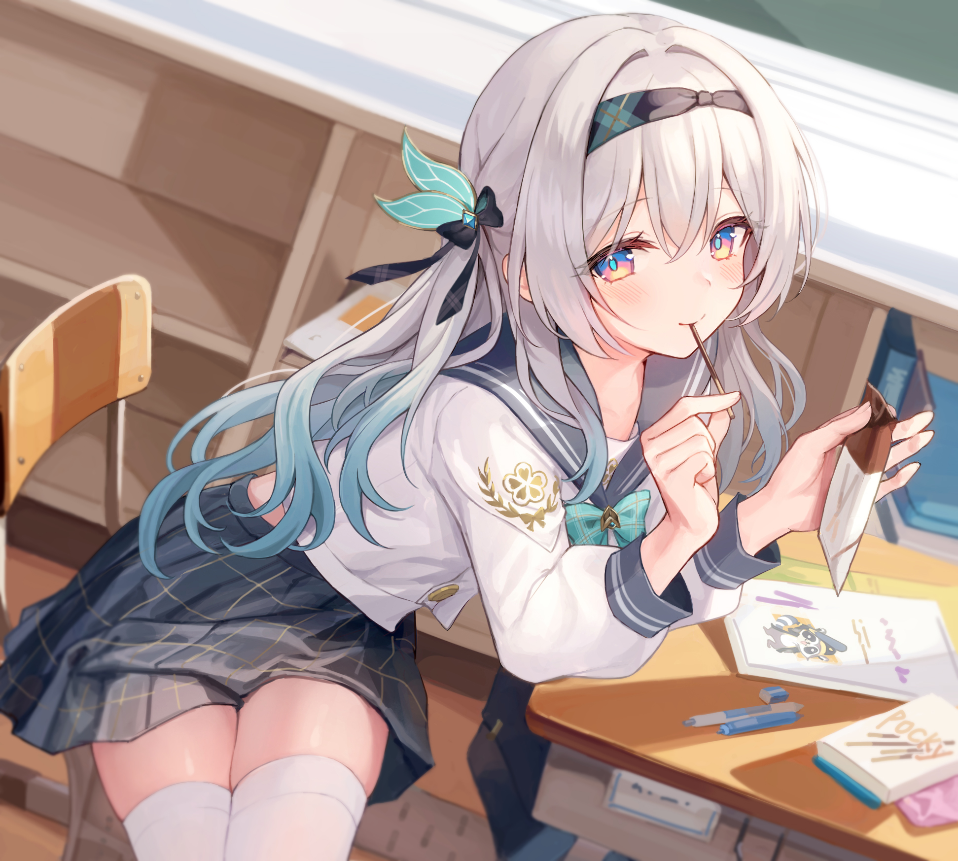 azusa_(980650076) firefly honkai:_star_rail seifuku thighhighs