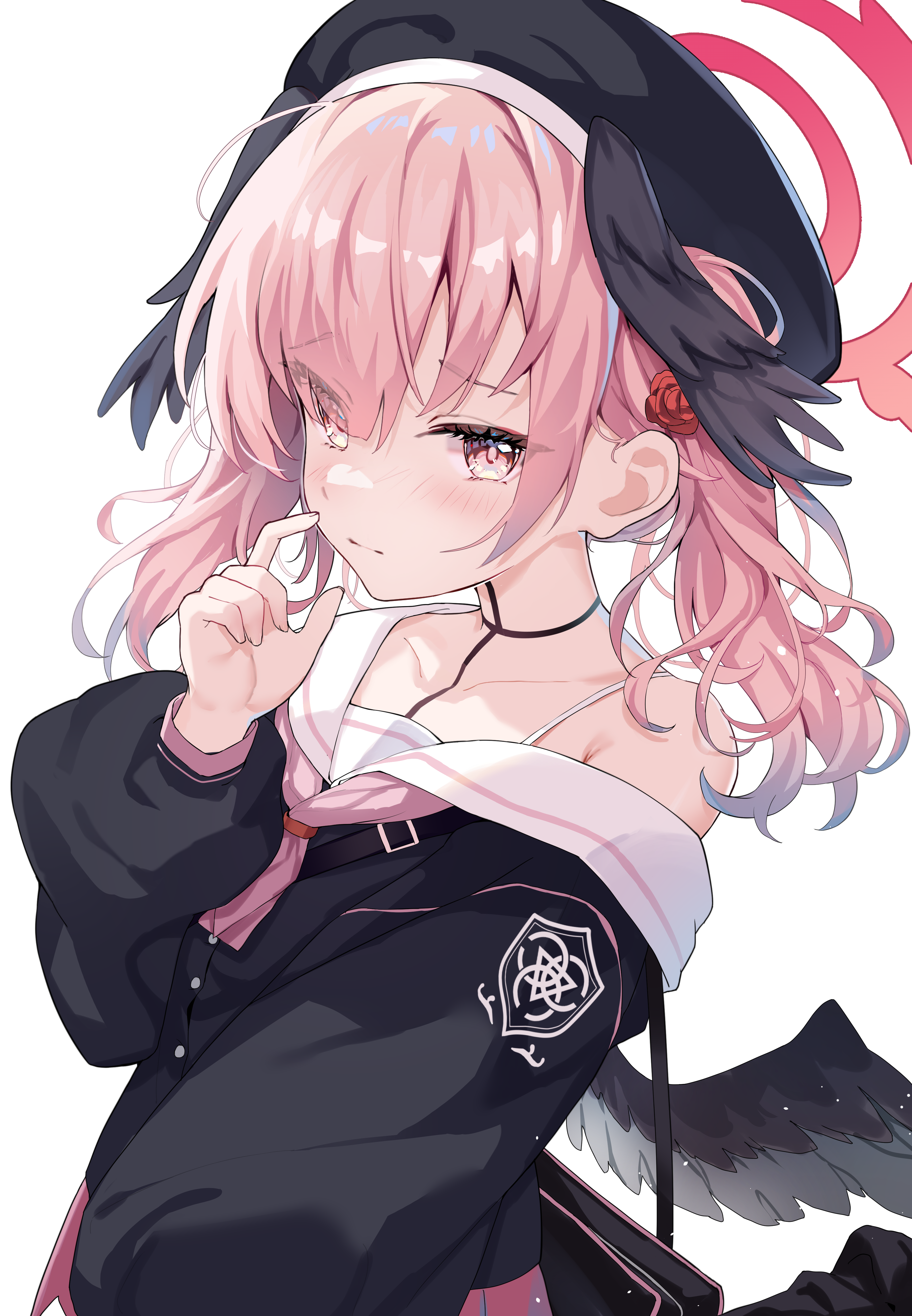 blue_archive halo pu_ht seifuku shimoe_koharu wings