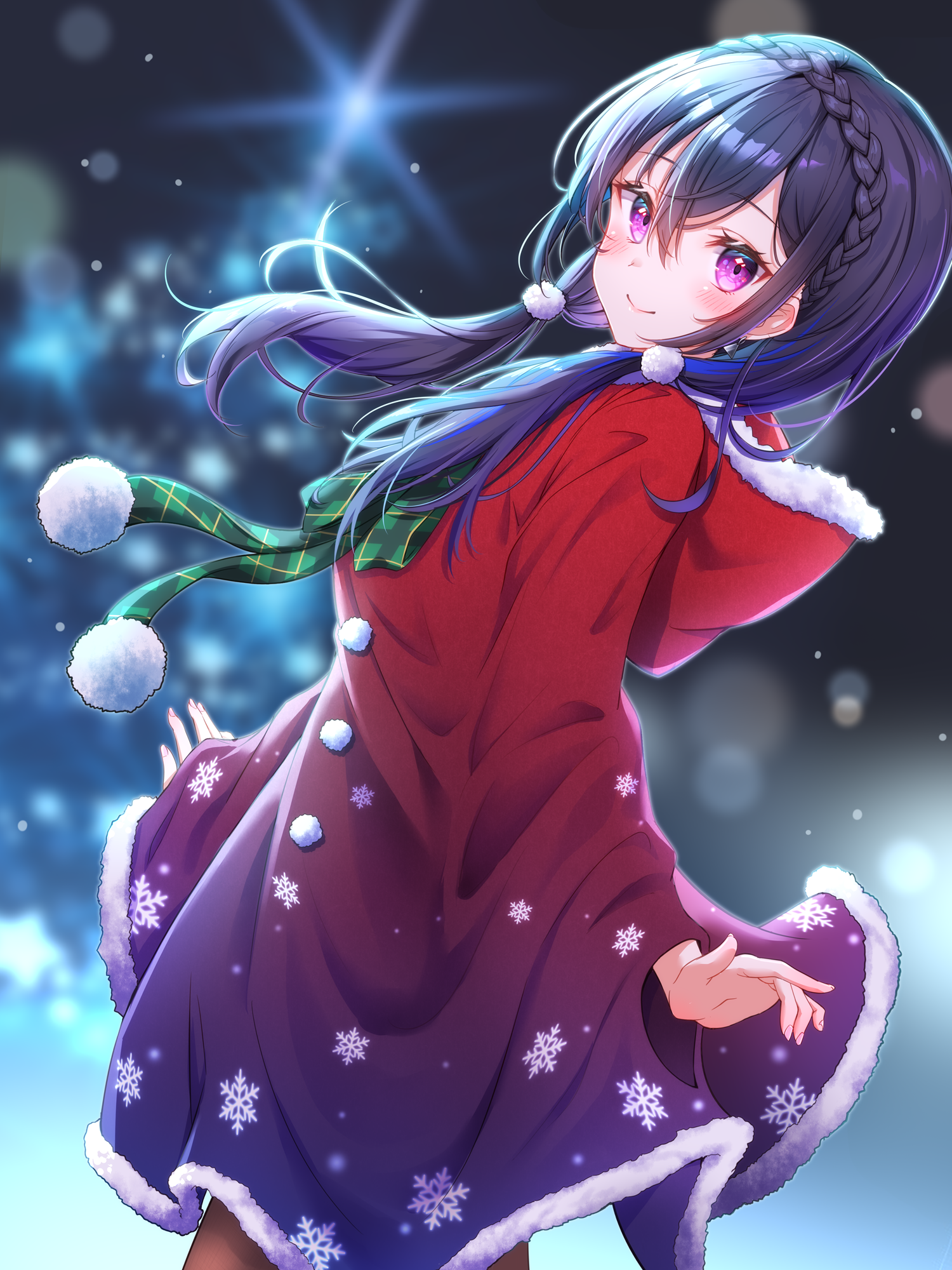 christmas dress pantyhose skirt_lift toki_(toki_ship8)