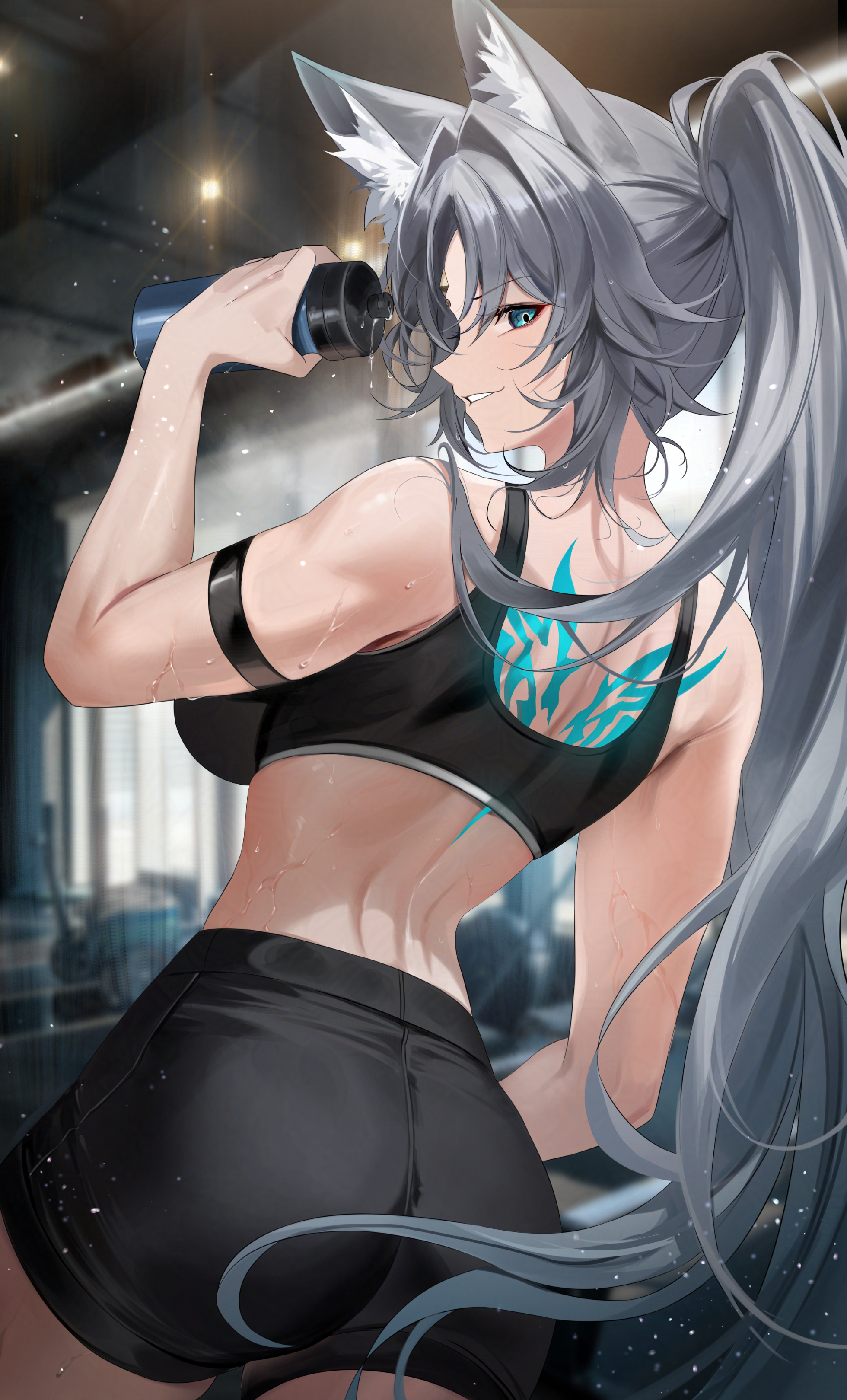 animal_ears ass bra feixiao honkai:_star_rail tattoo thuban_ap wet