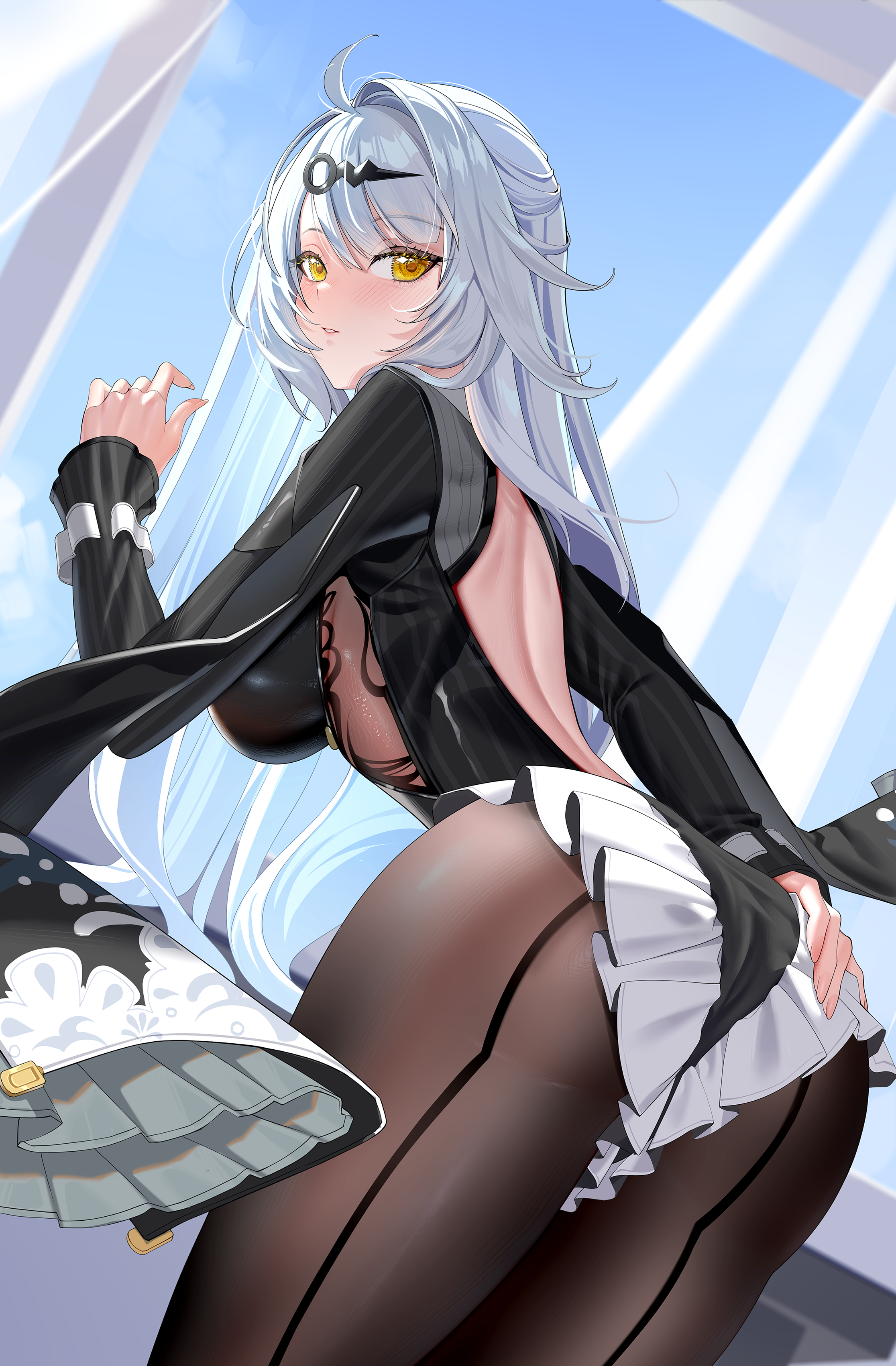ass kururu_(qqqqq59508750) no_bra pantyhose see_through yi_xuan zenless_zone_zero