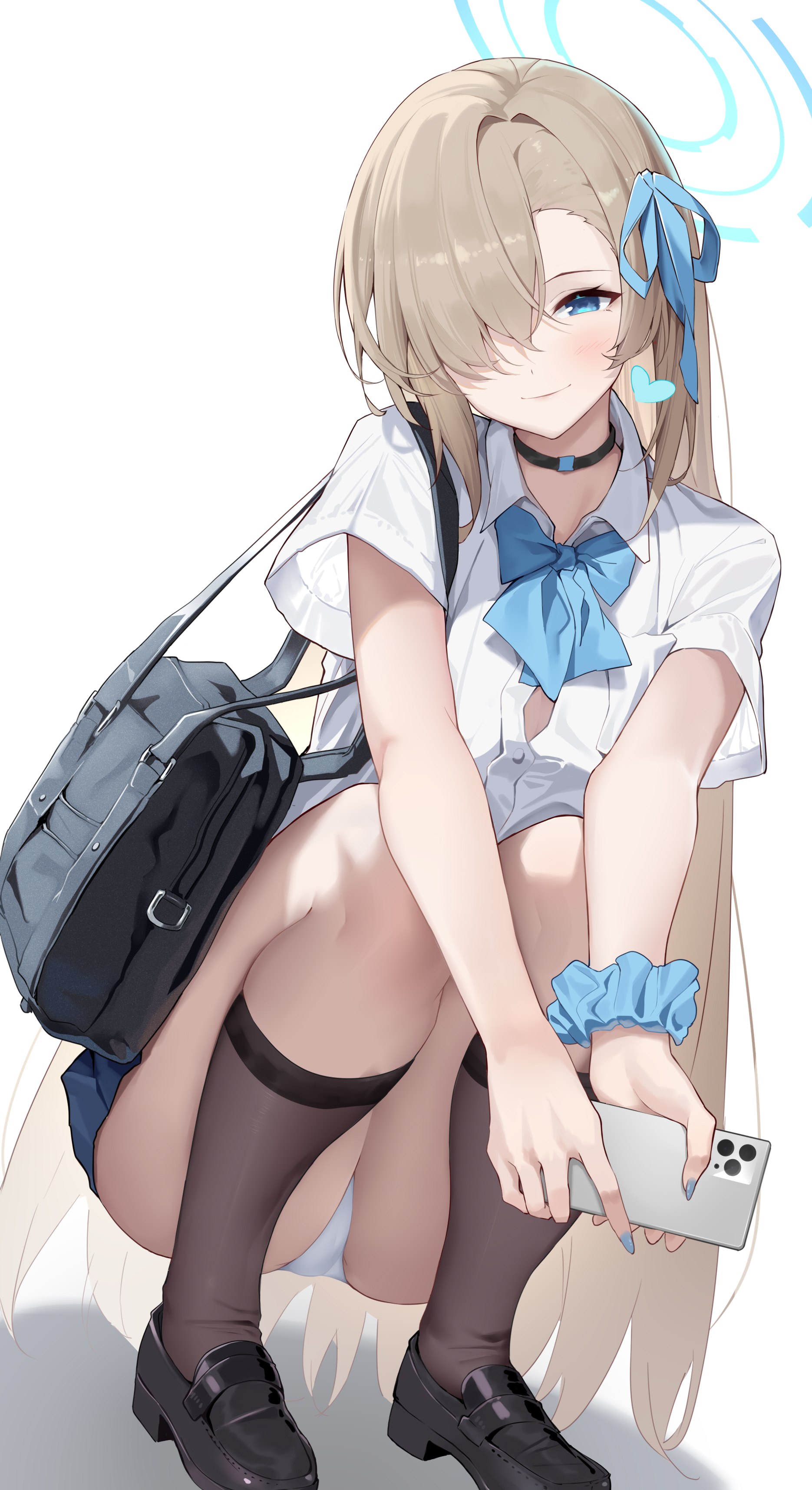 blue_archive halo ichinose_asuna pantsu seifuku selfie shixuexiao skirt_lift
