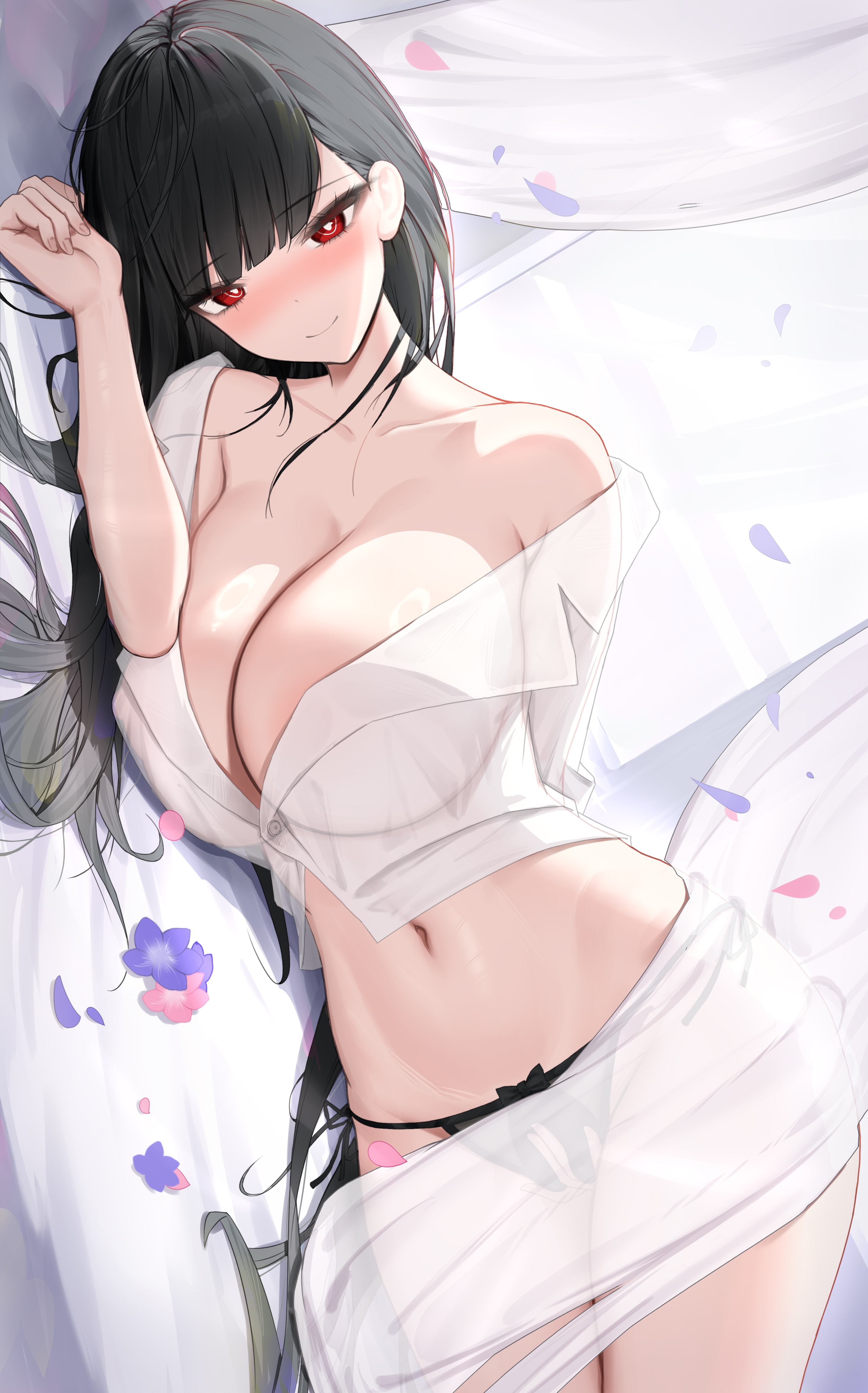 blue_archive masturbation ningri_(lianyungangwyz) no_bra open_shirt pantsu see_through string_panties tsukatsuki_rio