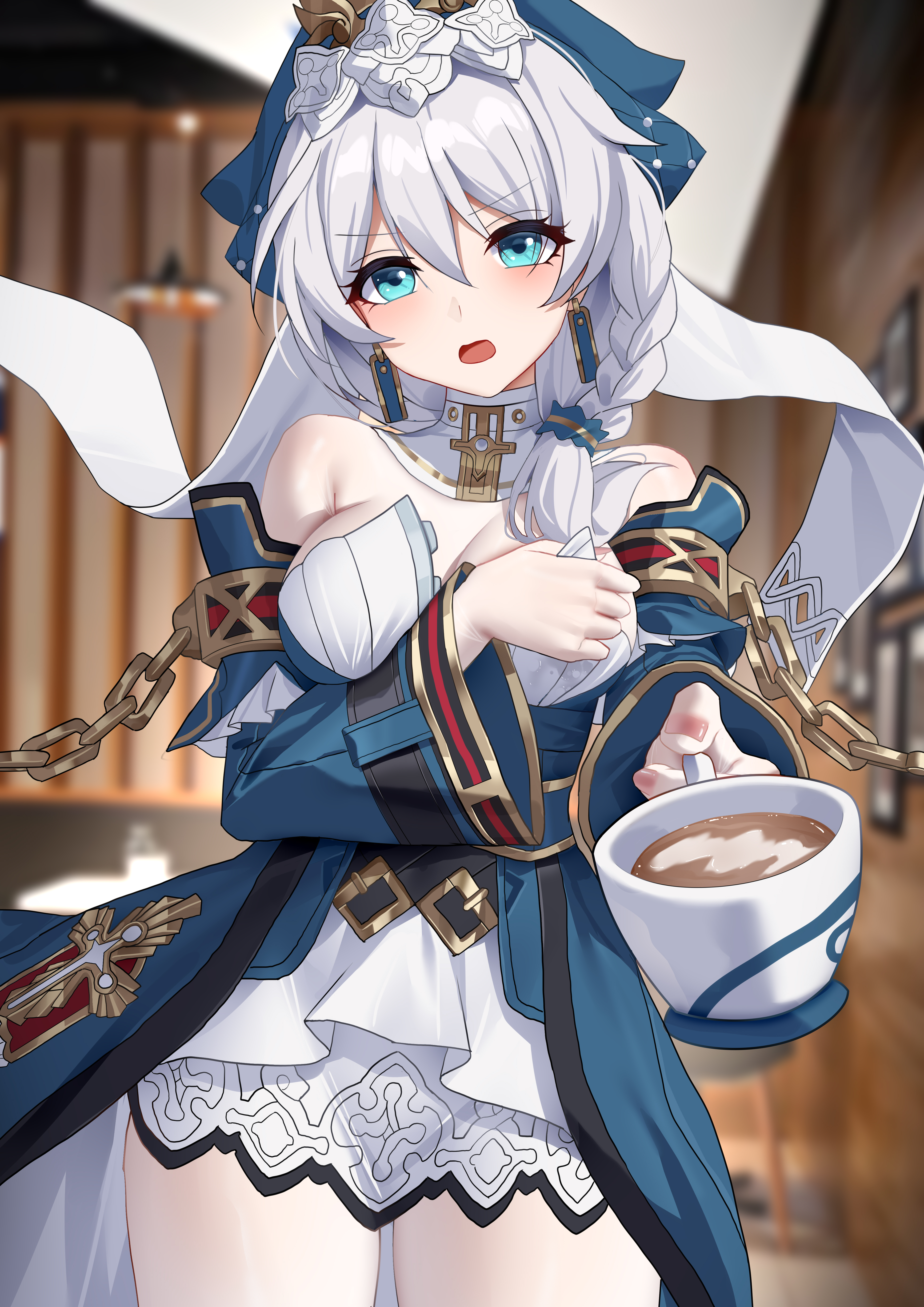 benghuai_xueyuan breast_hold honkai_impact lactation no_bra nun pantyhose theresa_apocalypse wet_clothes wu_ganlan_cai