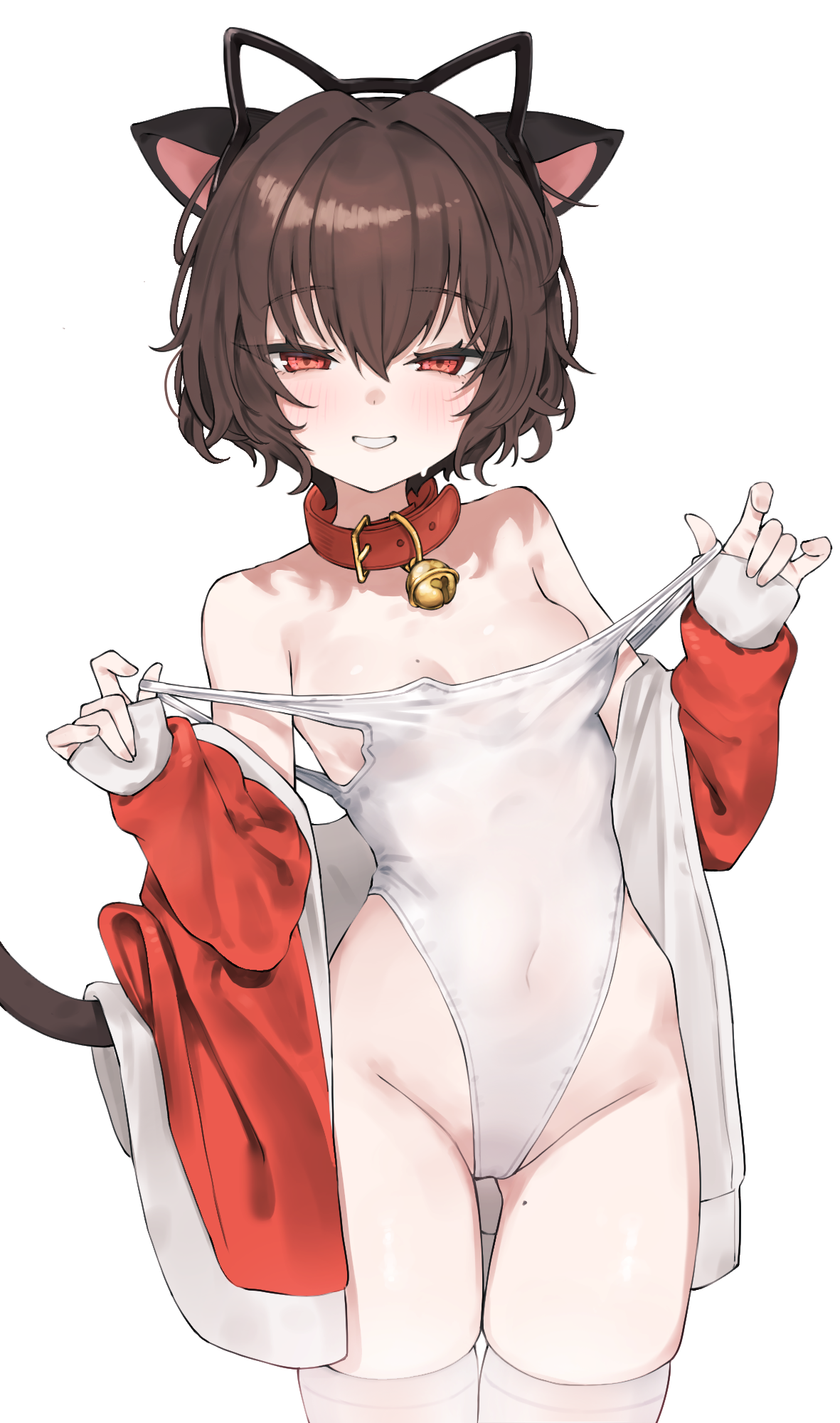 animal_ears nekomimi prunechi swimsuits tagme thighhighs undressing