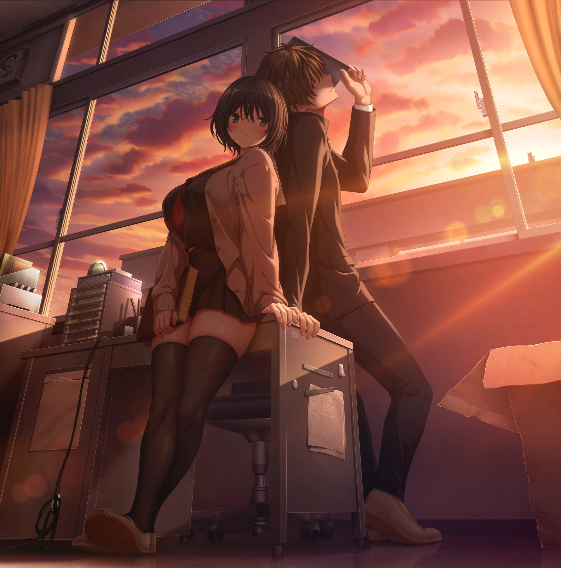 choumai_sui kinou_yumeto koku nandome_ka_no_hajimemashite purple_software seifuku sweater thighhighs