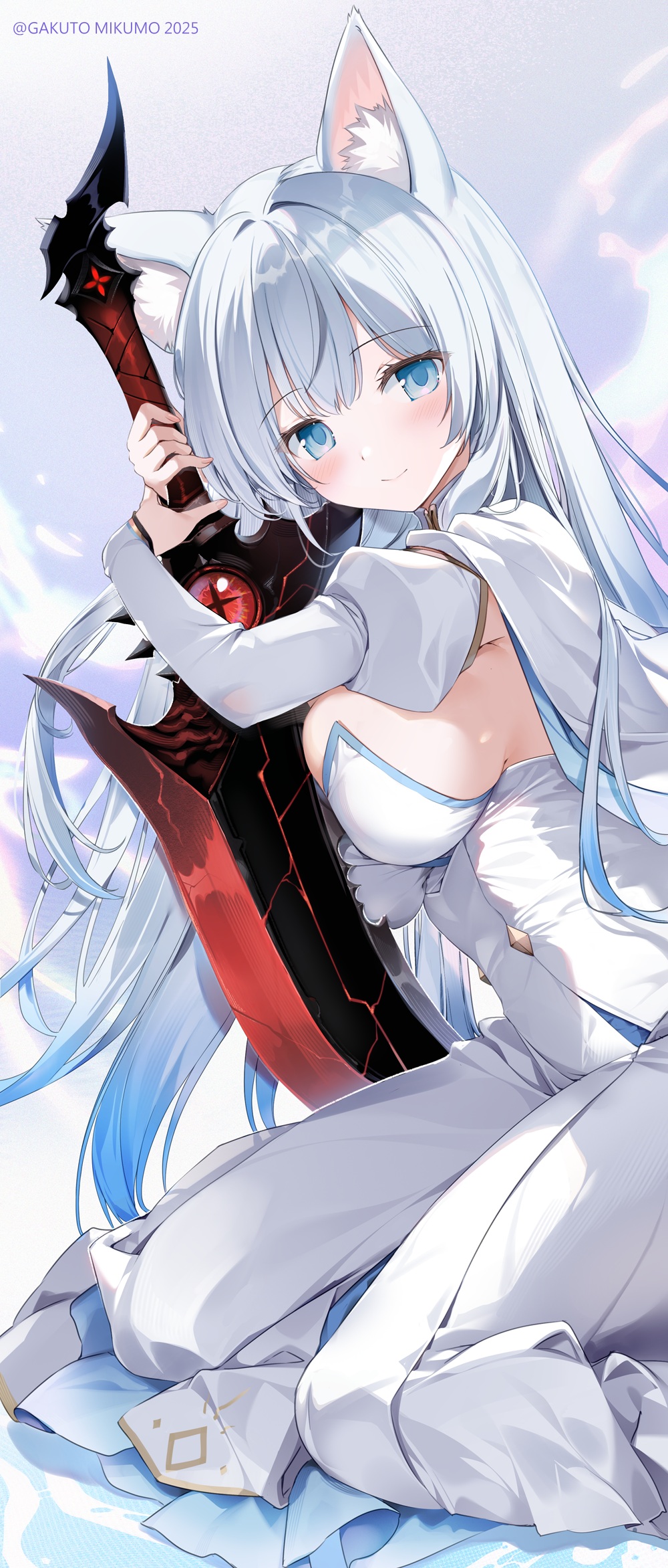 animal_ears dress karory no_bra seijo_to_boushoku sword