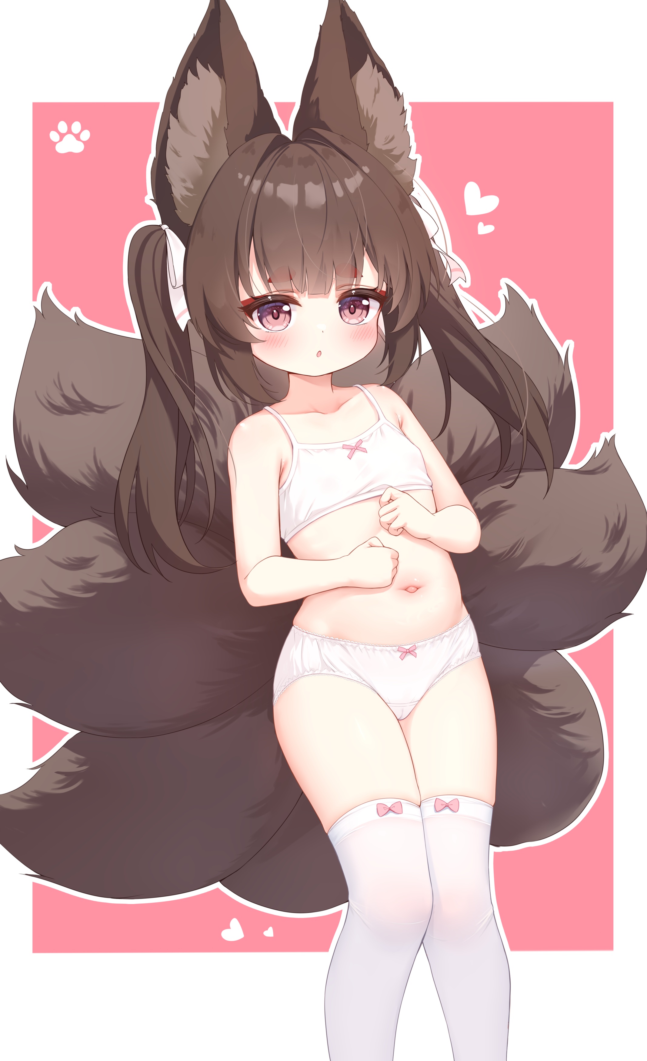 amagi-chan_(azur_lane) amagi_(azur_lane) animal_ears azur_lane bra cameltoe kitsune loli pantsu qian_hen tail thighhighs