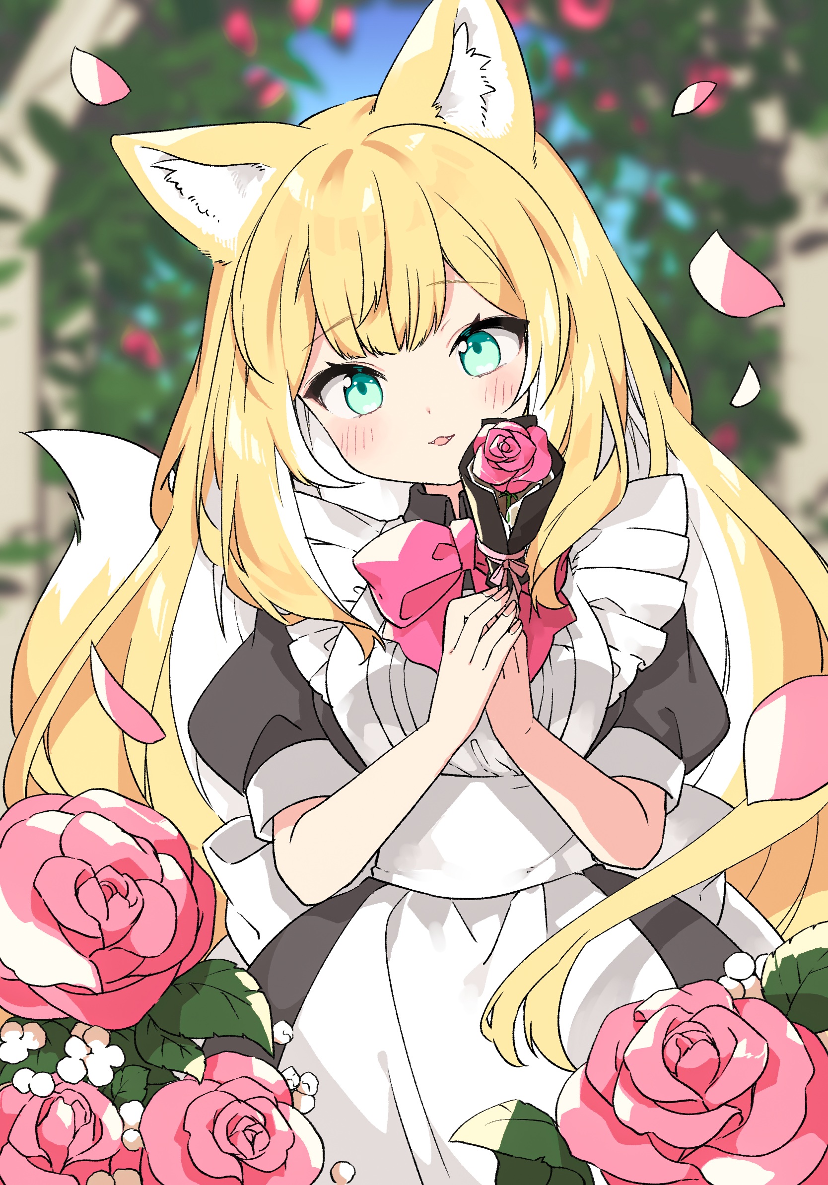 animal_ears kamiyoshi_rika kitsune maid tail