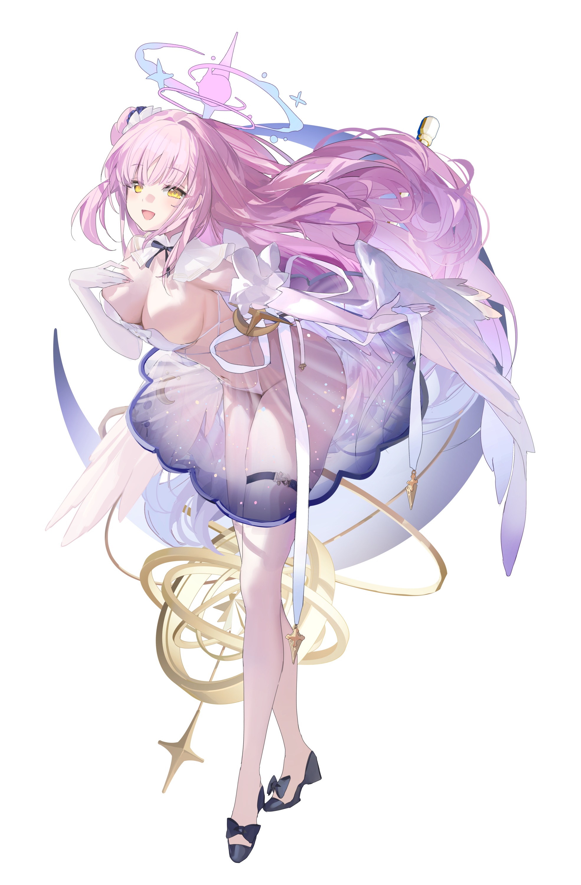 angel blue_archive garter heels misono_mika mo:oku no_bra see_through wings