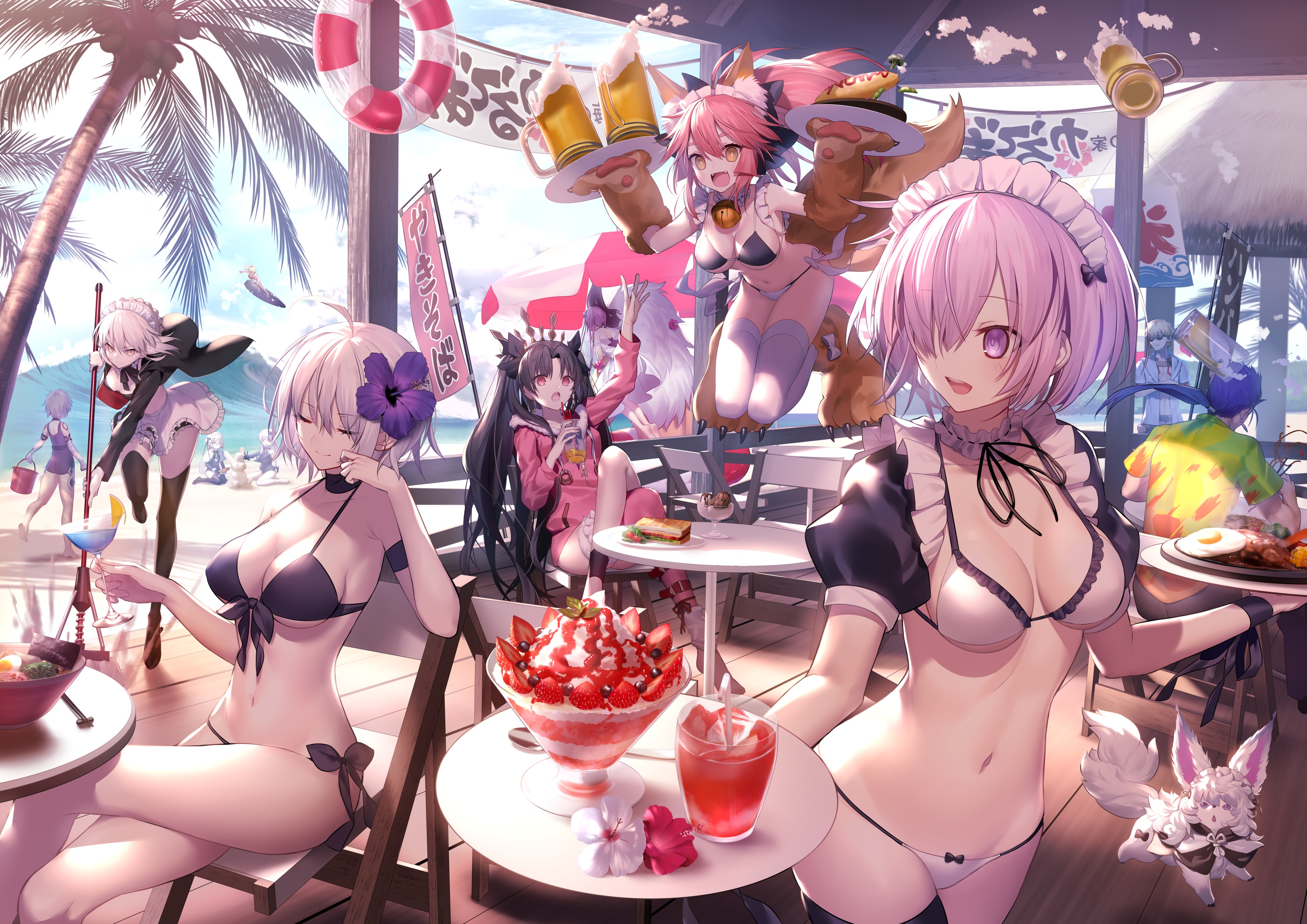animal_ears artist_revision artoria_pendragon_(fate) artoria_pendragon_alter_(fate) ass asterios_(fate/grand_order) bandages bikini cath_palug_(fate) cleavage cu_chulainn_(fate) euryale fate/grand_order gilgamesh_(fate) ishtar_(fate) jack_the_ripper jeanne_d'arc jeanne_d'arc_alter_(fate) jeanne_d'arc_alter_santa_lily kitsune maid mash_kyrielight mashima_saki_(mashimasa) mordred_(fate) nursery_rhyme_(fate/extra) swimsuits tail tamamo_cat tamamo_no_mae tattoo thighhighs underboob waitress