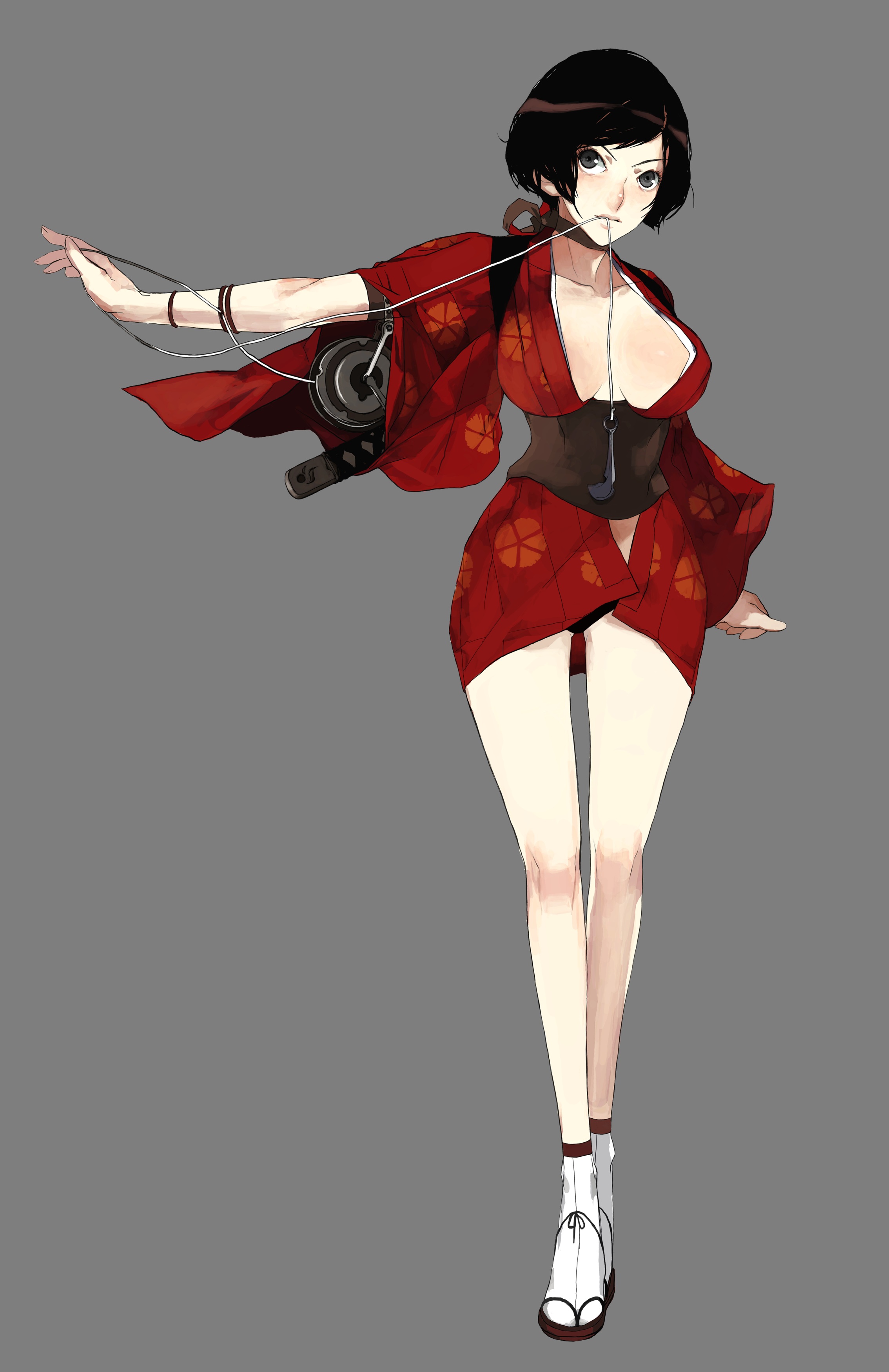 red ninja kurenai (red ninja) cleavage pantsu transparent png yukata ...