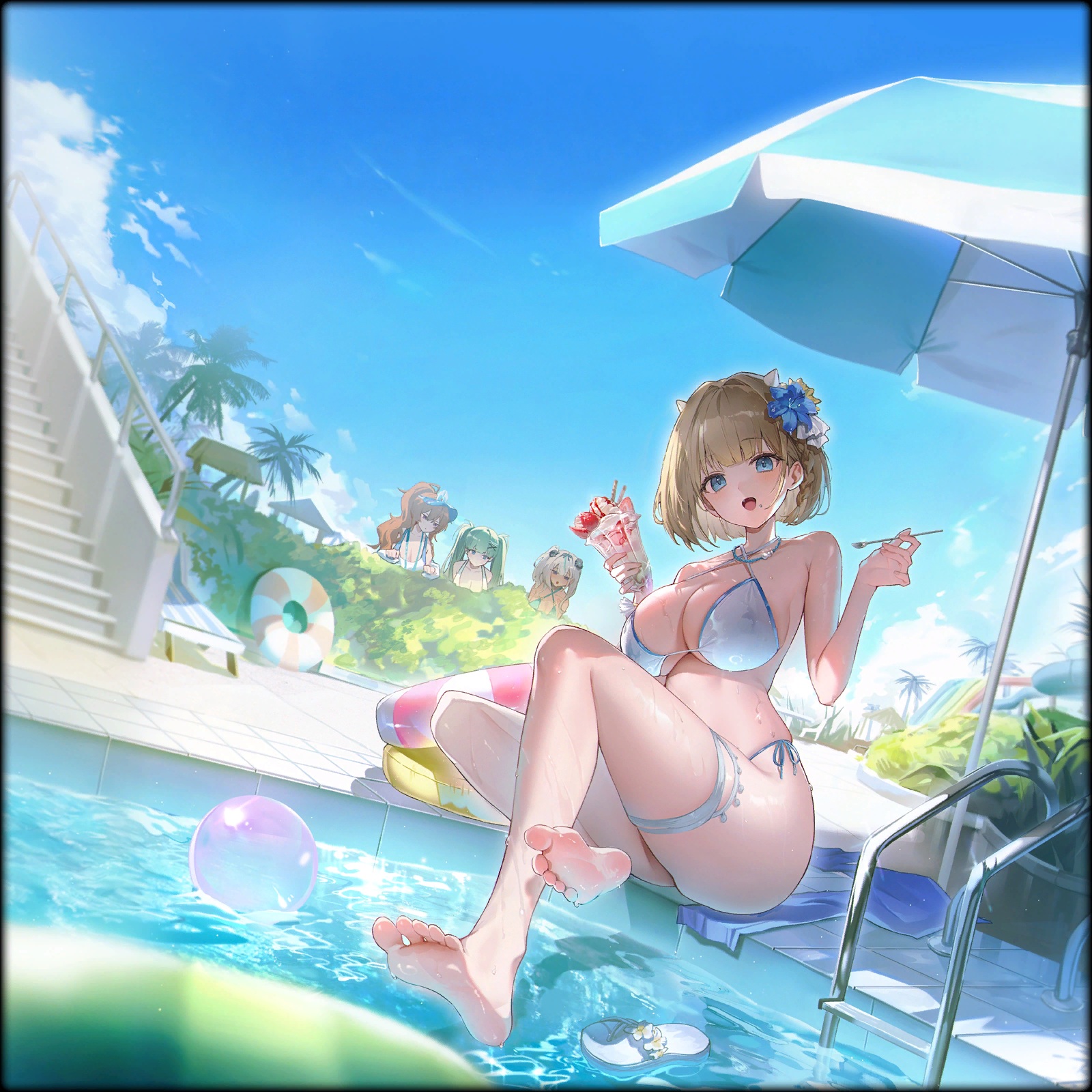 bikini brown_dust_ii garter justia nebris origami swimsuits venaka wet zenith_(brown_dust_ii)