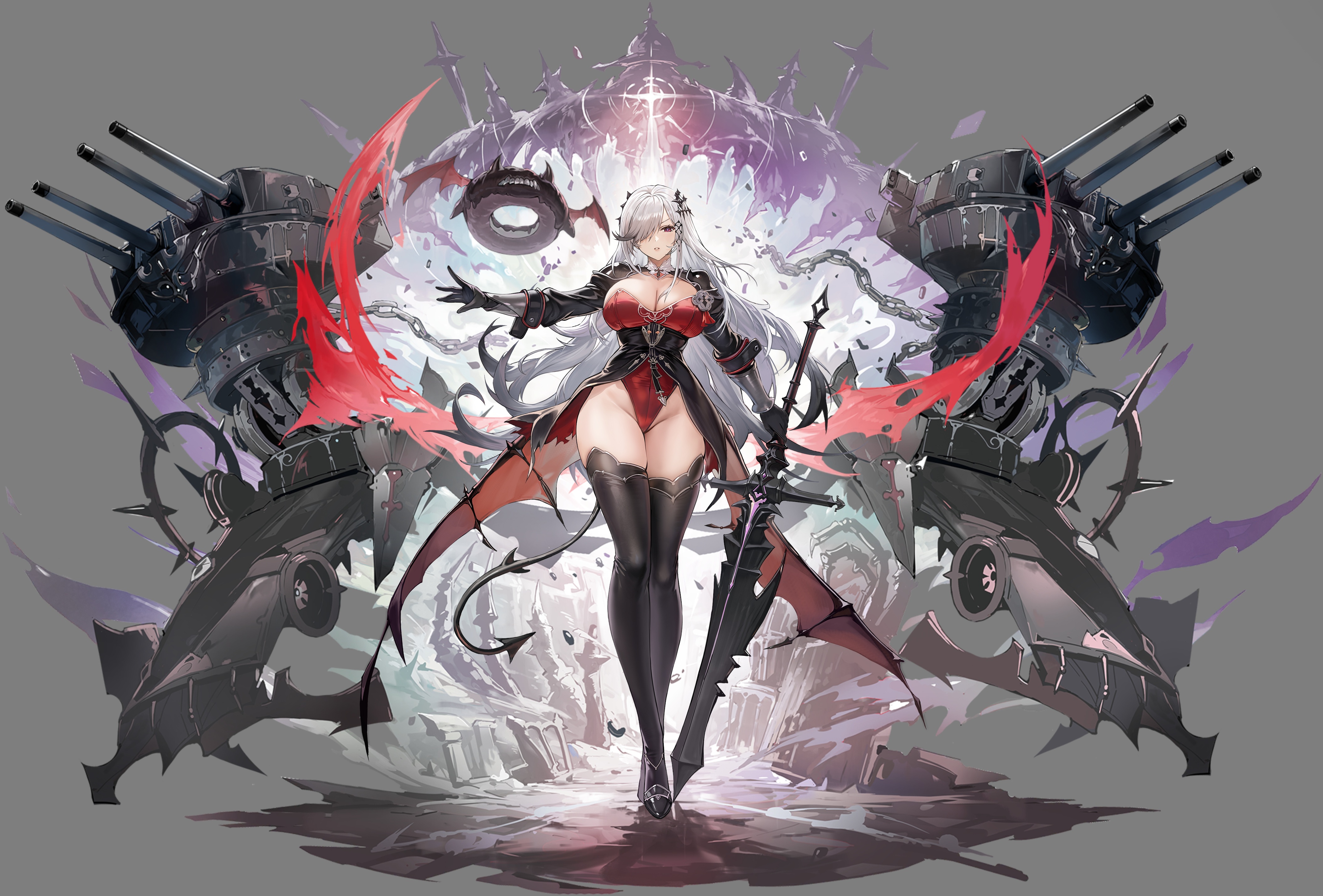 armor azur_lane dunkerque_(azur_lane) dunkerque_meta_(azur_lane) leotard no_bra sword tagme tail thighhighs transparent_png wings