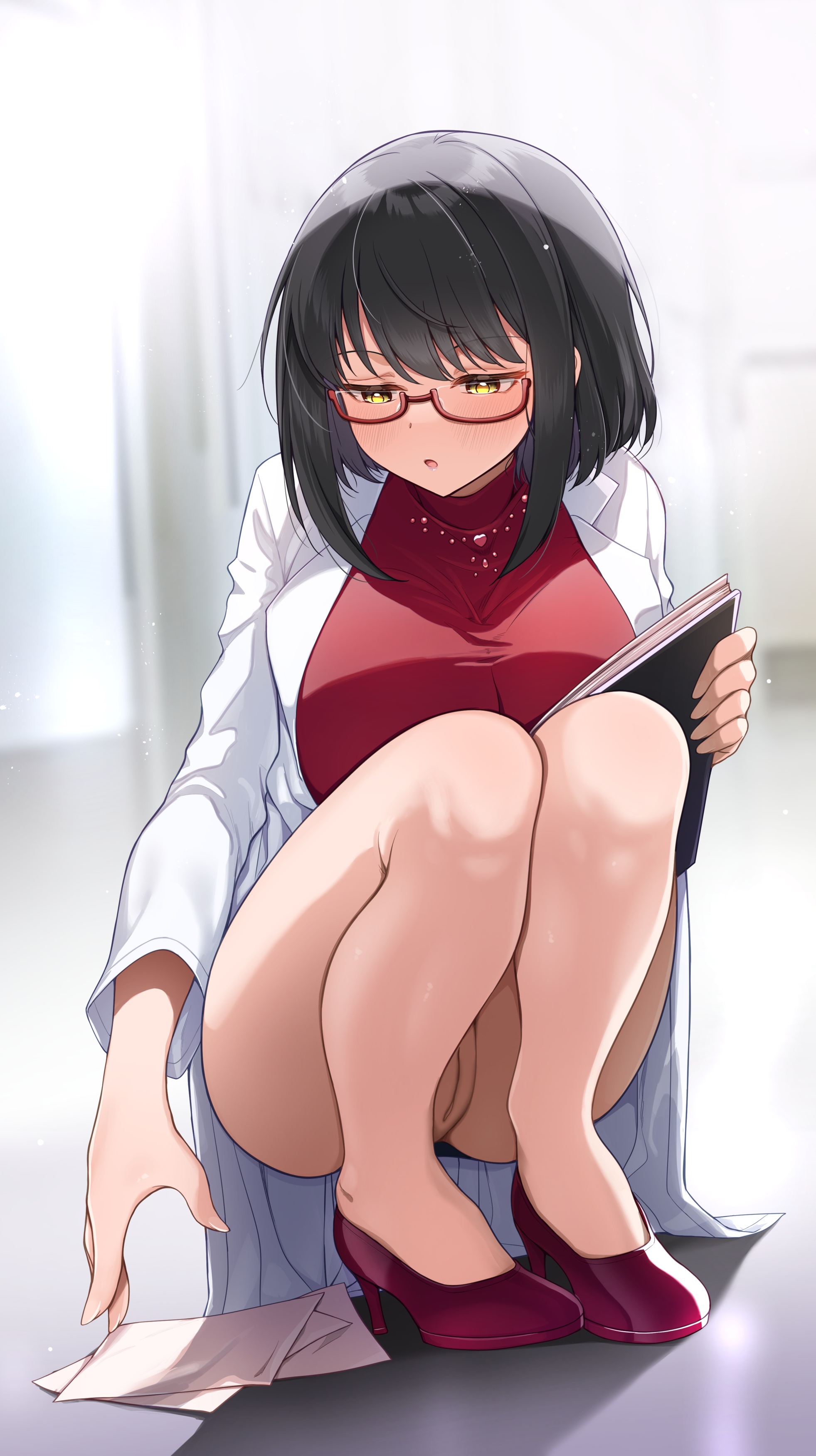 heels megane mk nopan pussy skirt_lift takafuji_kako the_idolm@ster the_idolm@ster_cinderella_girls uncensored